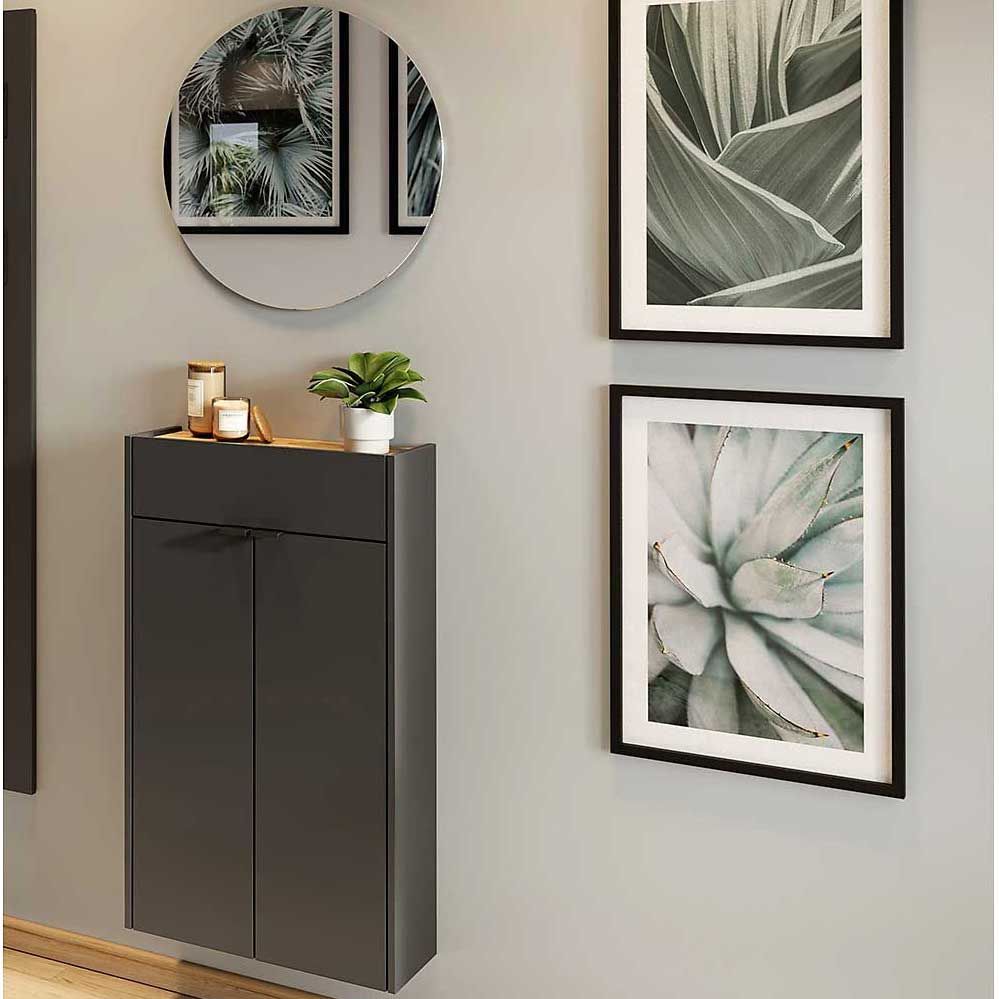 Ensemble d'armoires multifonctions Amika | Armoire multifonctions et miroir | Gris graphite