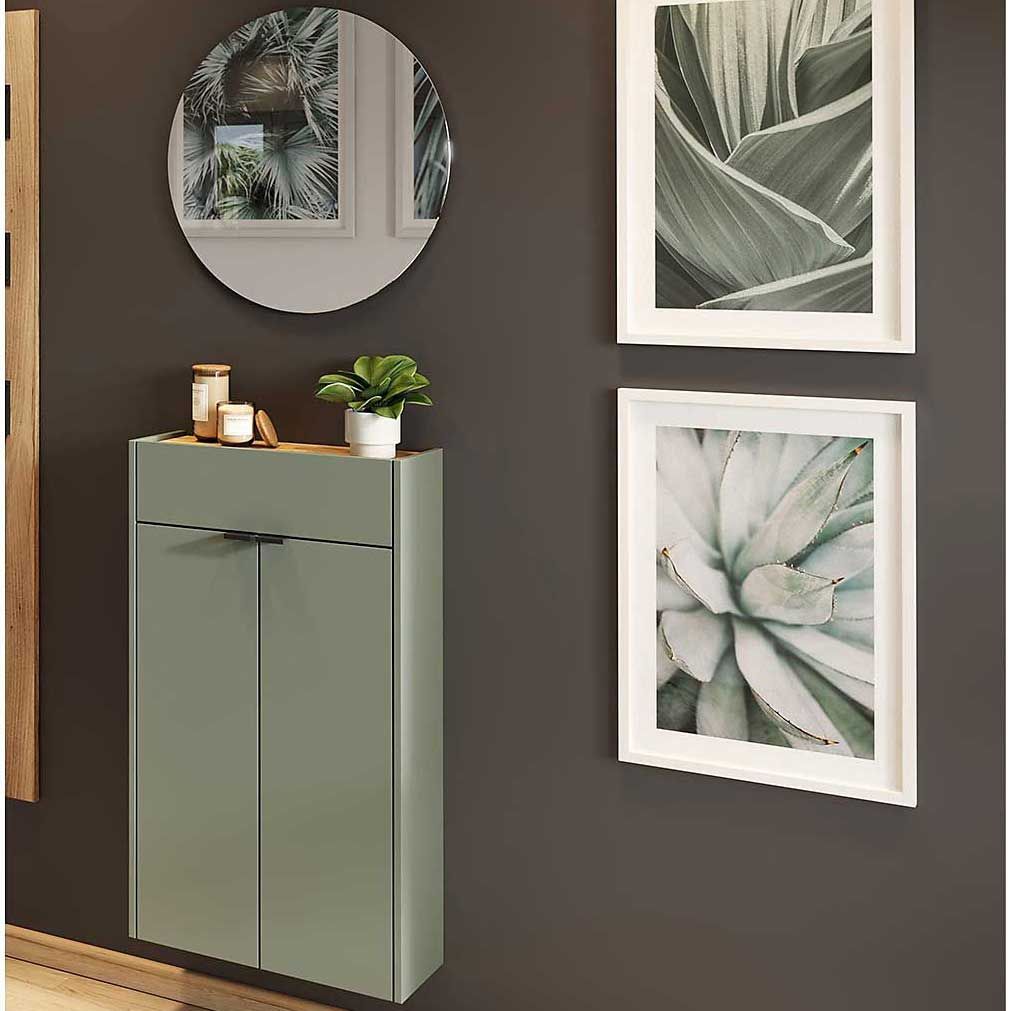 Armoire multifonctionnelle Amika | Armoire multifonctionnelle et miroir | Vert taupe