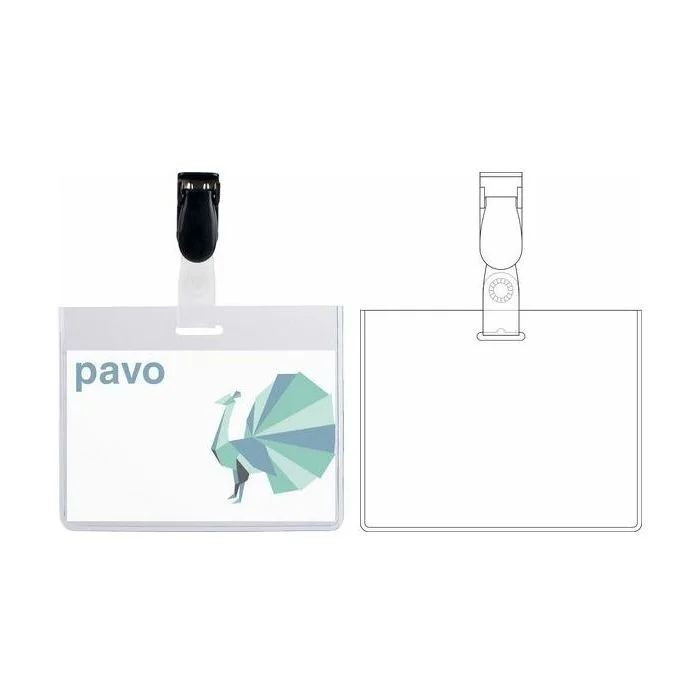 Badges avec clip en plastique - 90 x 60 mm PAVO Lot de 25