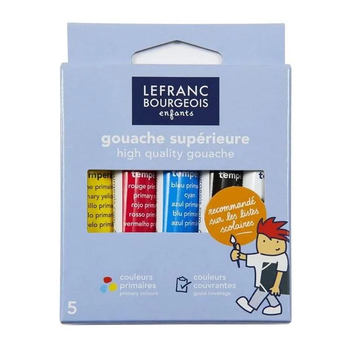 Tubes de Gouache - 5 Couleurs primaires LEFRANC ET BOURGEOIS