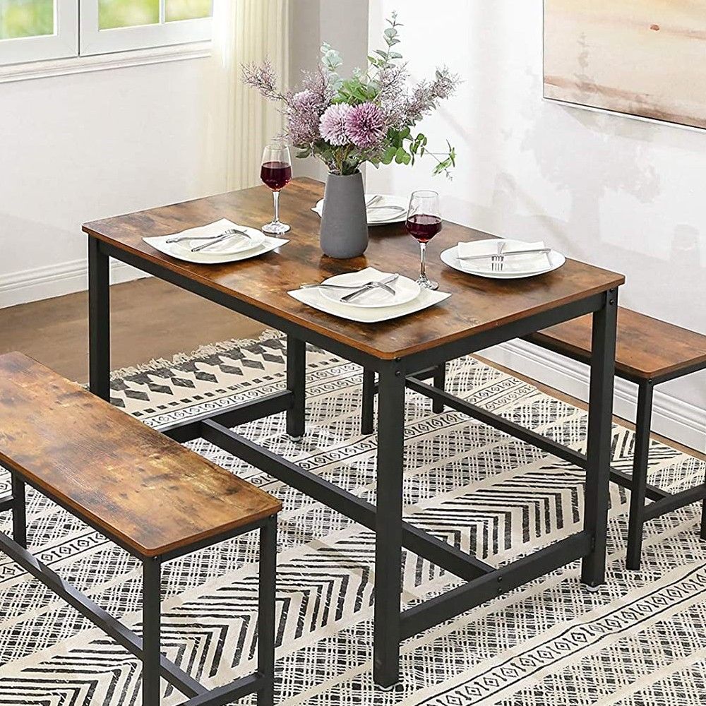 Table Miles 120x75 industriel - brun/noir