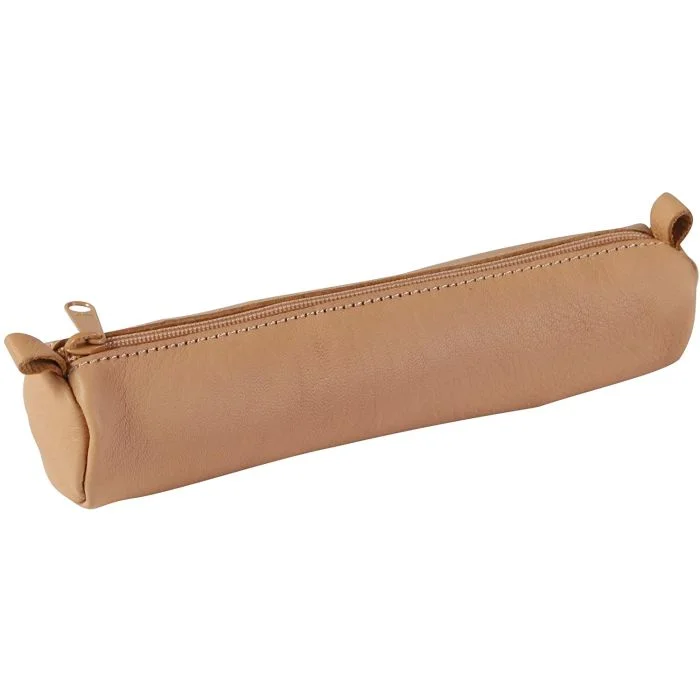 Trousse ronde pour stylos - Cuir Naturel - 18 cm CLAIREFONTAINE
