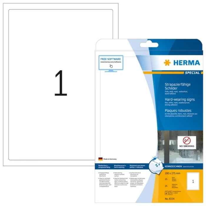 Étiquettes adhésives - 190 x 275 mm - Blanc HERMA SuperPrint Lot de 25
