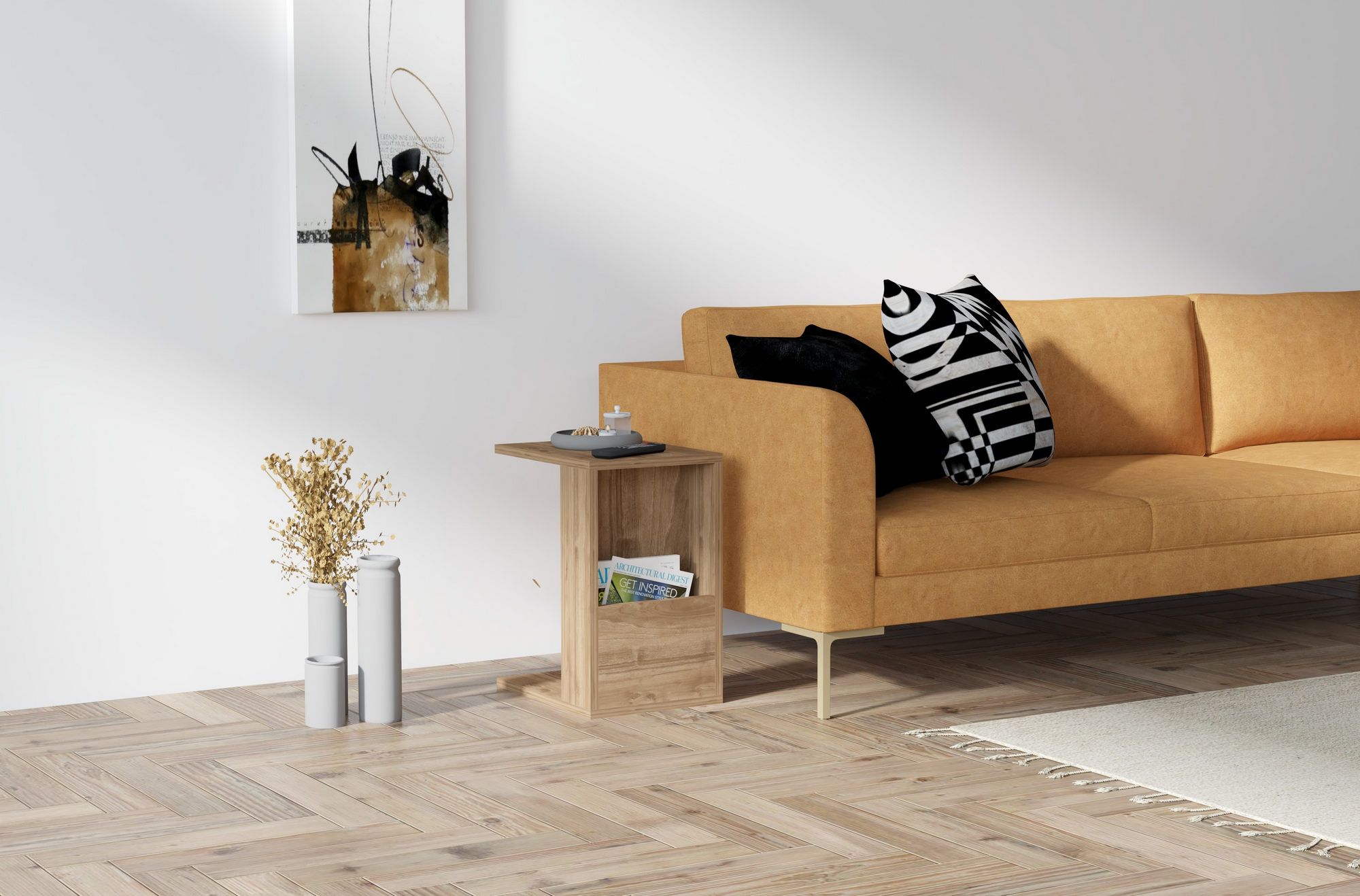 Table d'appoint polyvalente Woody Fashion avec rangement supplémentaire - Noyer