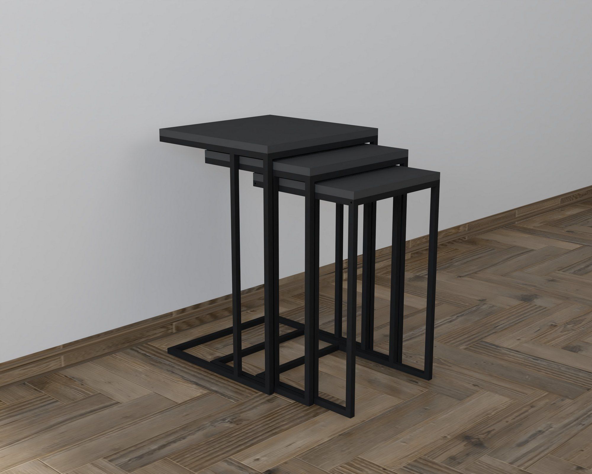 Tables gigognes modernes | Woody Fashion | 100% Mélamine | 3 Pièces | Noir Anthracite