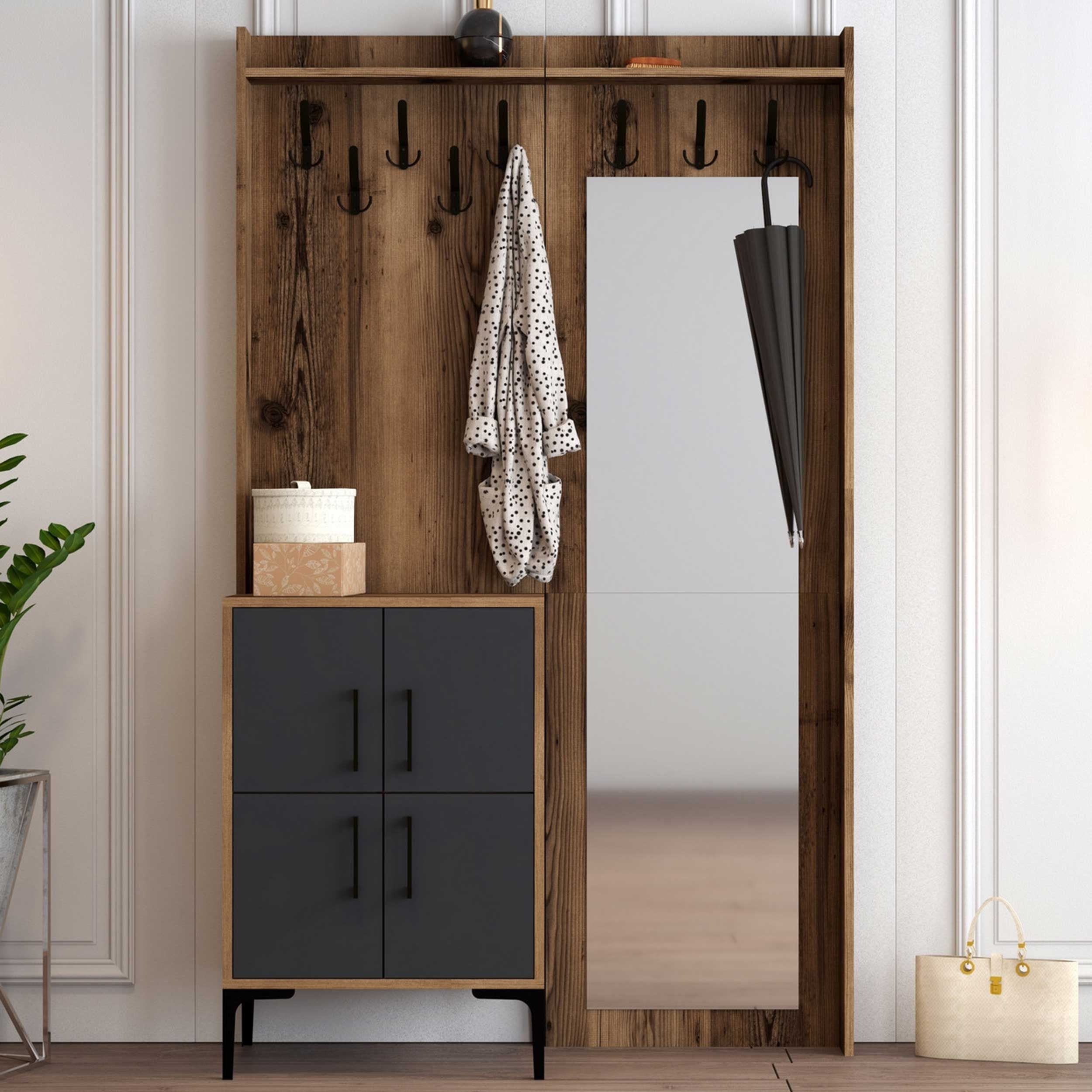 Woody Fashion armoire de vestiaire | Mélaminé | Epaisseur 18mm | Pied en métal | Noyer