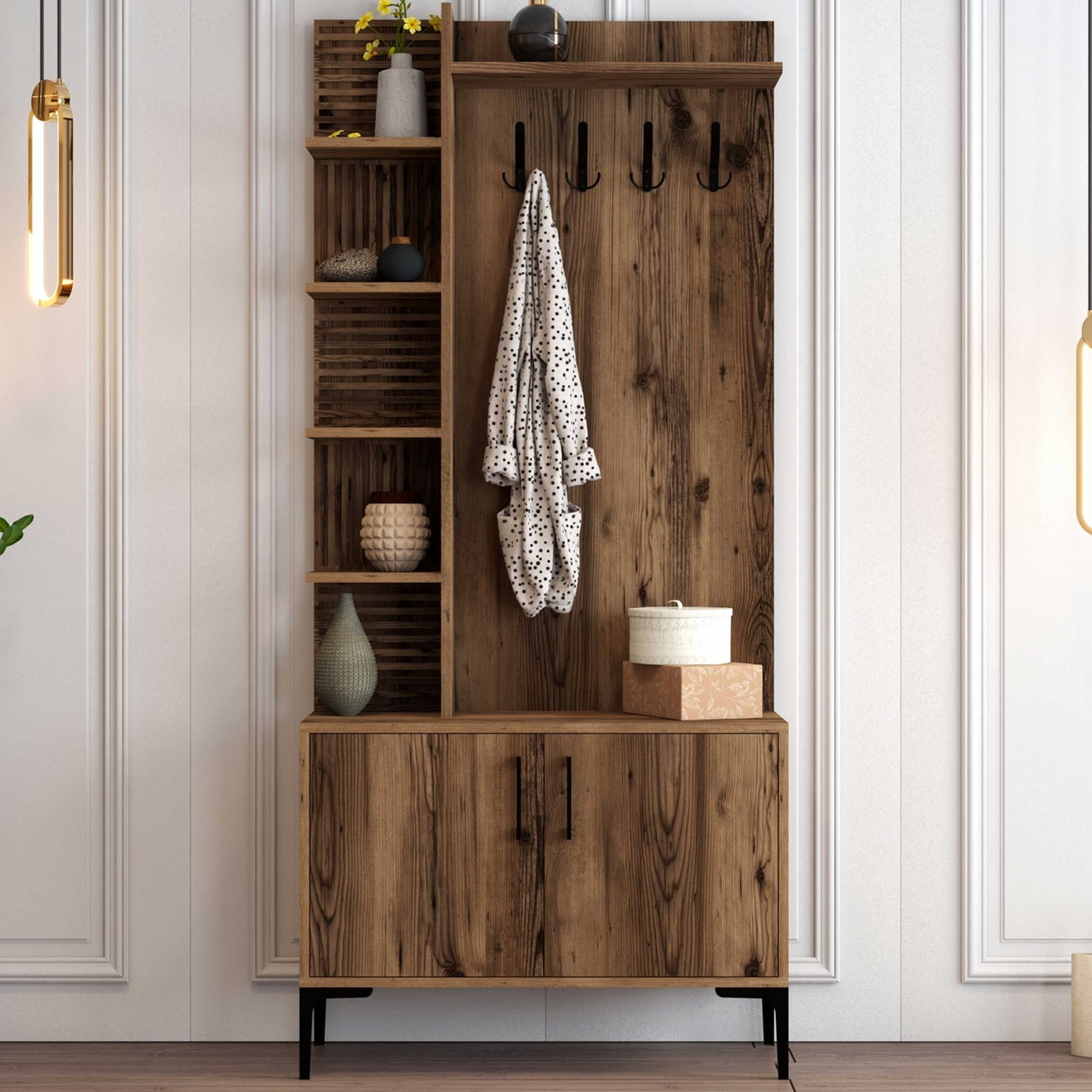 Vestiaire en mélamine de 18 mm d'épaisseur | Noyer | Woody Fashion