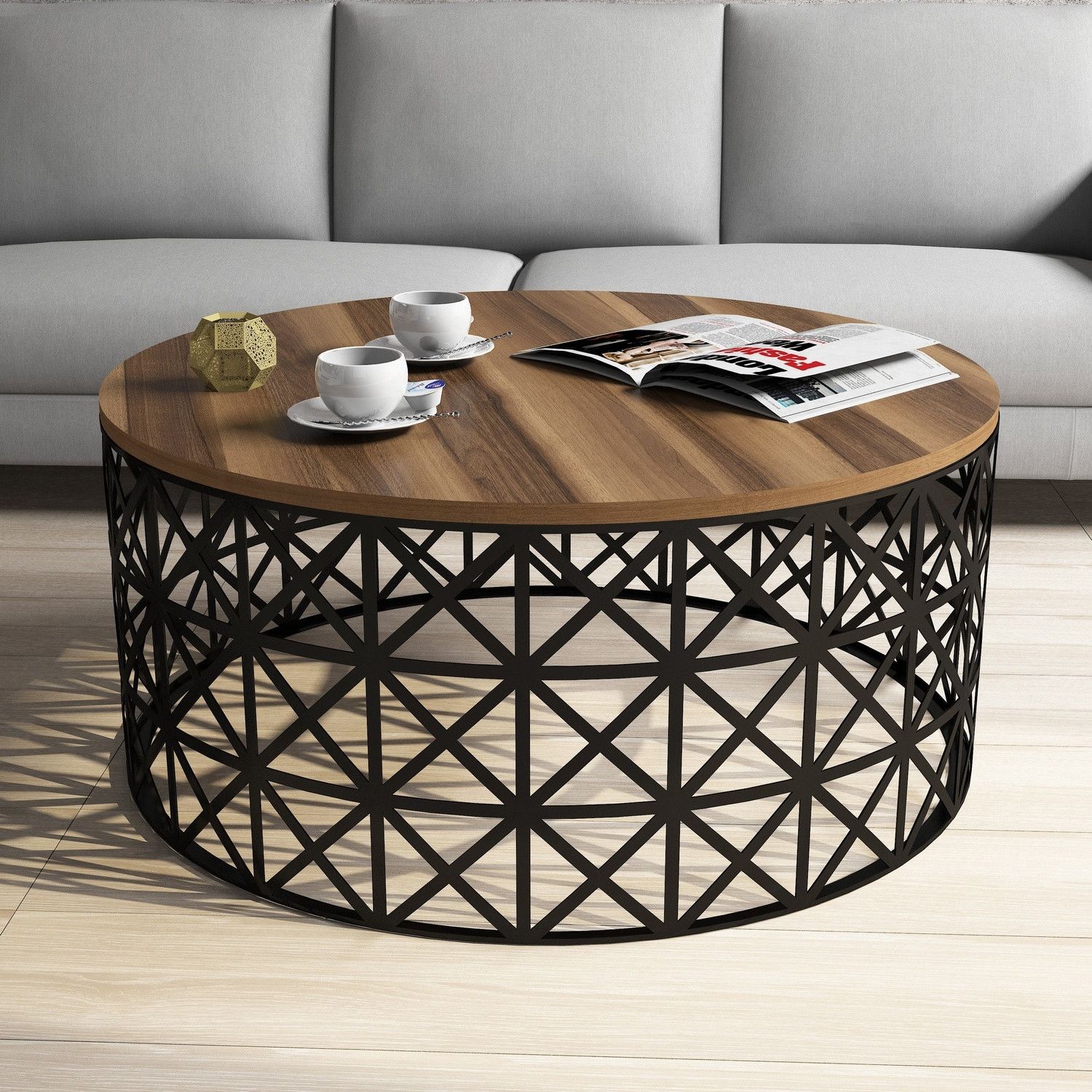 Selin Table basse | 100 % MÉLAMINÉ | Noyer, Noir