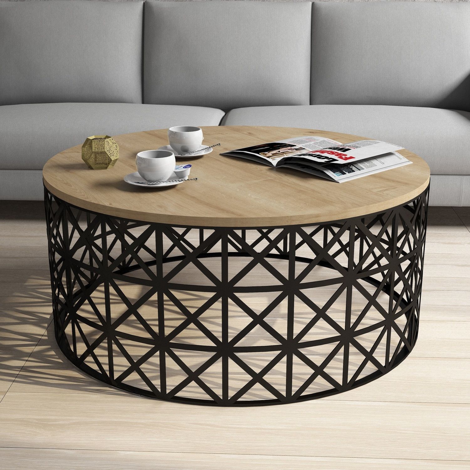 Selin Table basse | 100 % MÉLAMINÉ | Chêne, noir