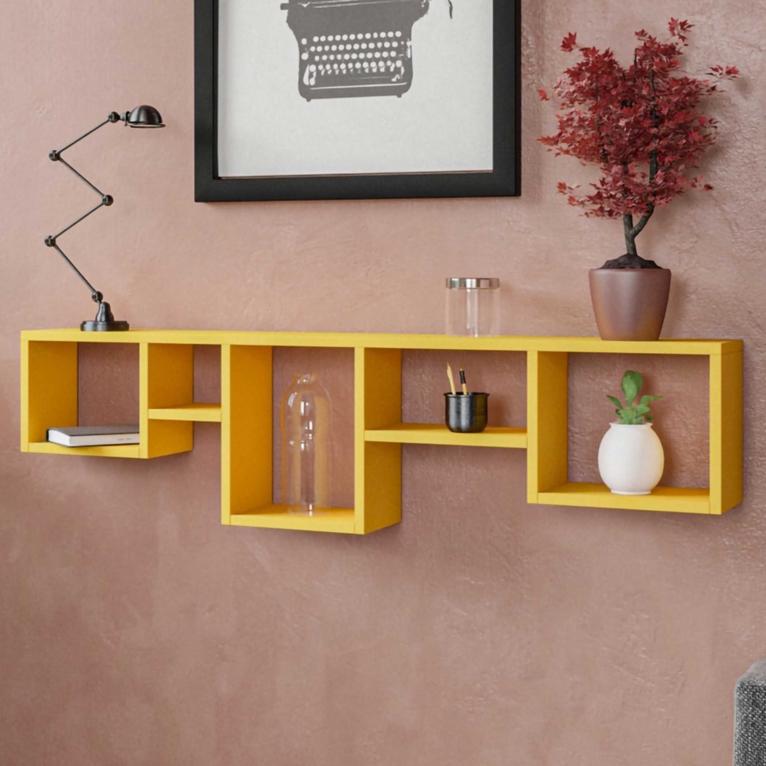 Amanos Étagère murale | 100 % MÉLAMINE | Jaune