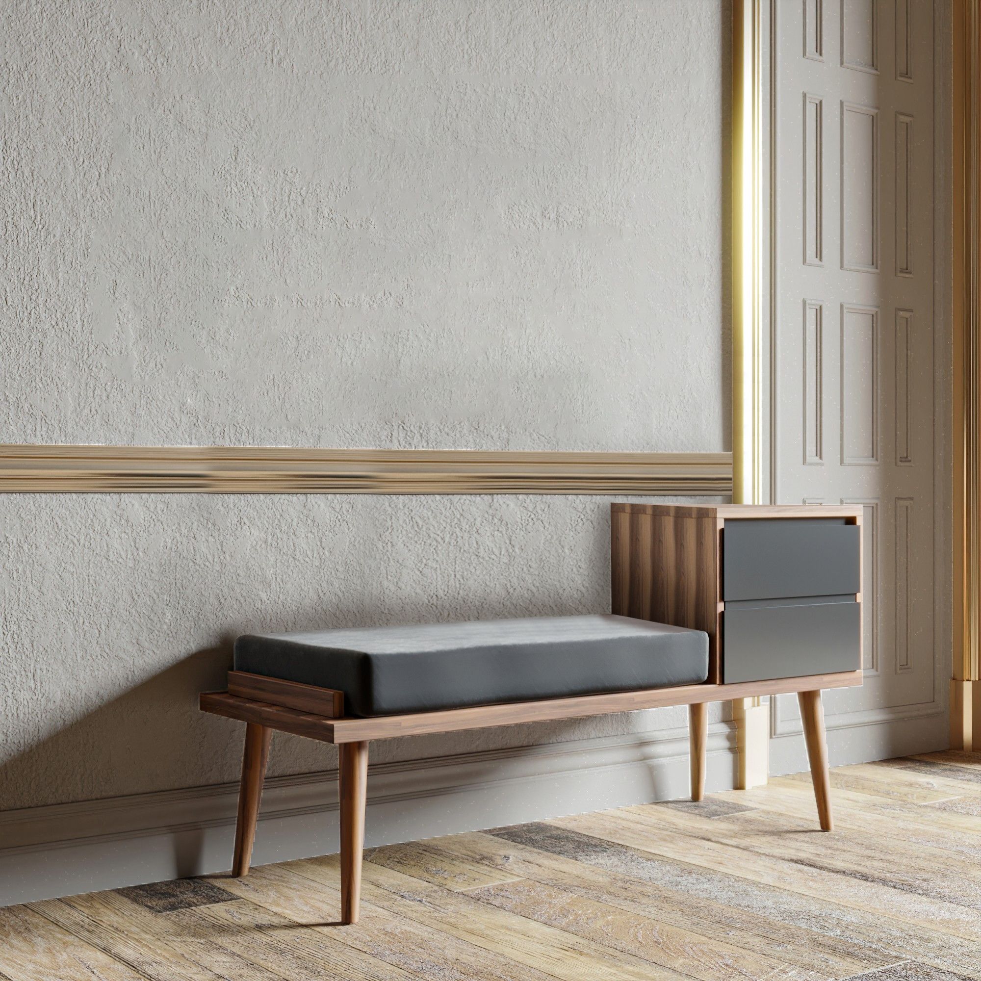 Rino Meuble d'entrée | 100 % MÉLAMINE | Noyer, Anthracite