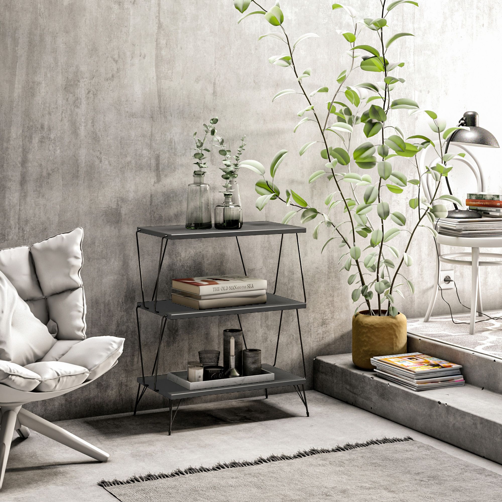 Table d'appoint | 18mm mélaminé | 48x75x31cm | Anthracite