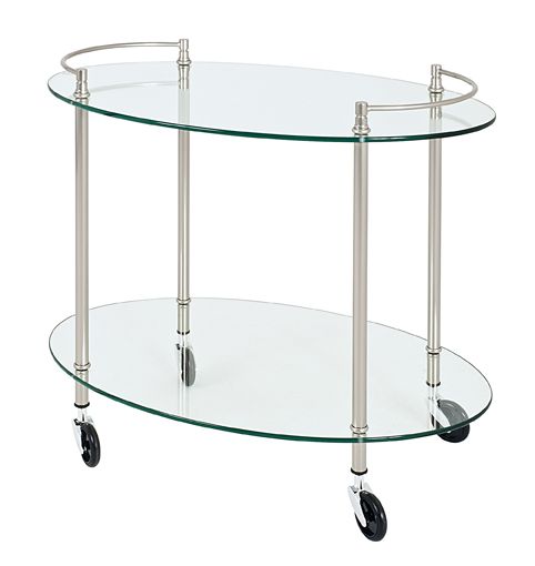 Chariot de service avec étagères en verre | Acier inoxydable | Capacité de charge de 10 kg