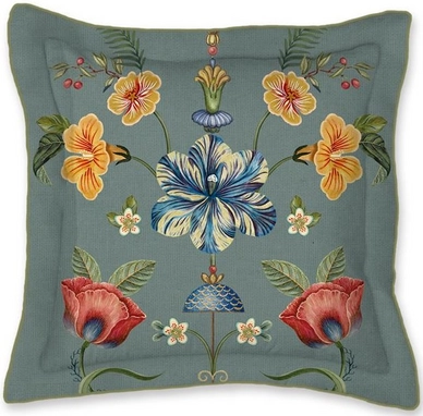 Coussin Décoratif Pip Studio Botanico Verde Square Cushion Blauw (45 x 45 cm)