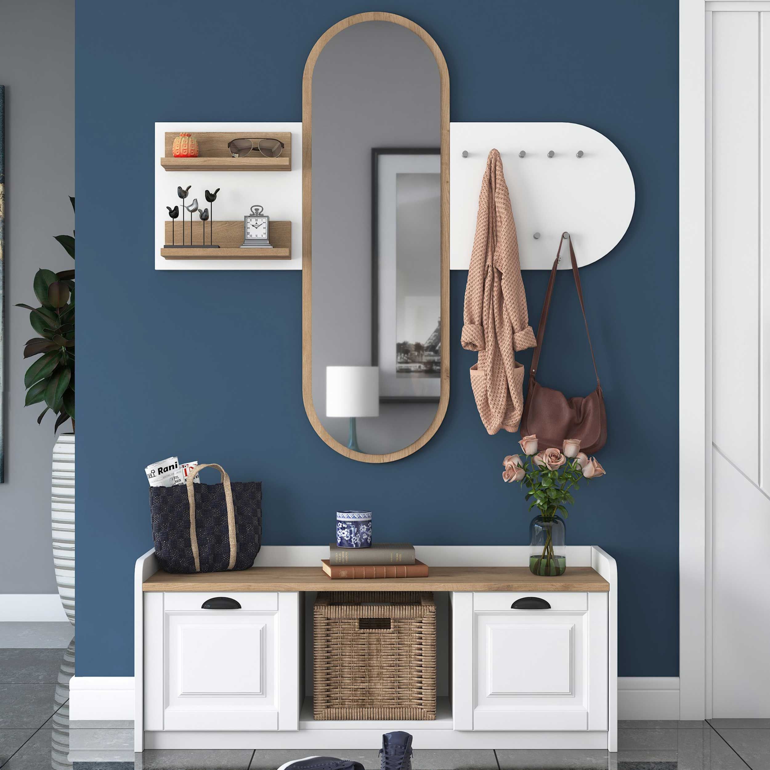 Wren vestiaire | Mélaminé | 120x45x40 cm | Noyer blanc