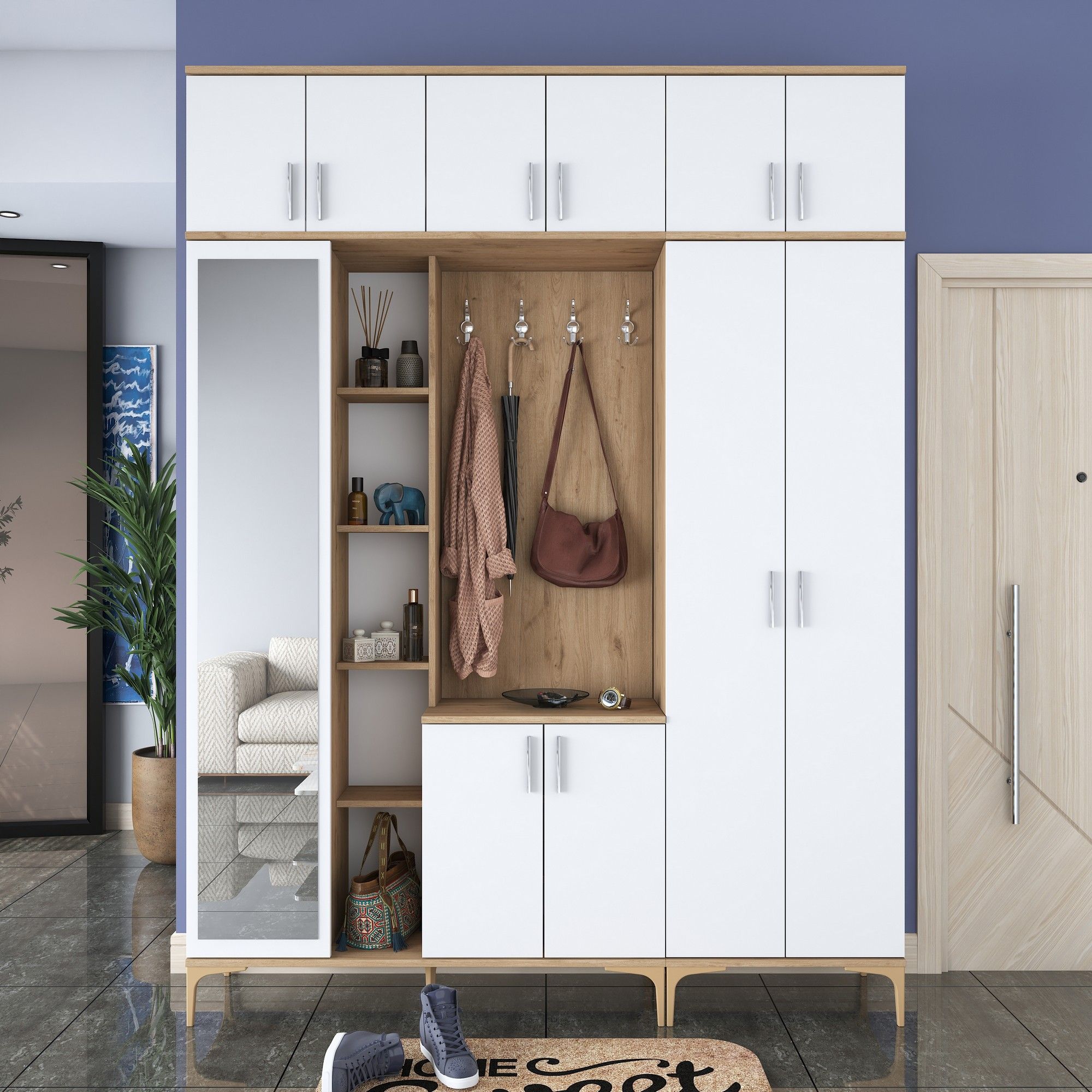 Armoire moderne - Woody Fashion | Noyer blanc | 100% panneau de particules mélaminé