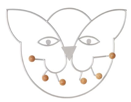 Porte-manteau mural en aluminium avec 6 crochets en bois - capacité de 3kg