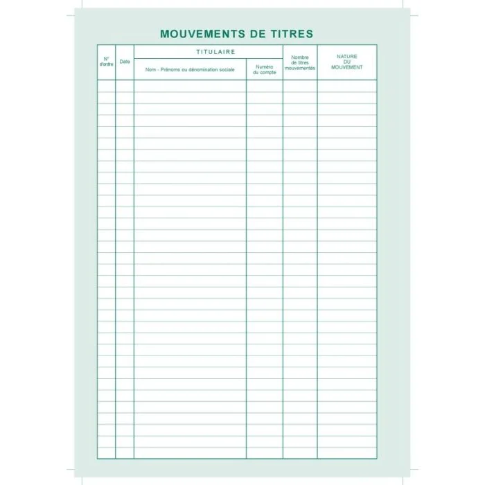 Feuilles de Mouvements de Titres et Comptes d'Actionnaires Le DAUPHIN