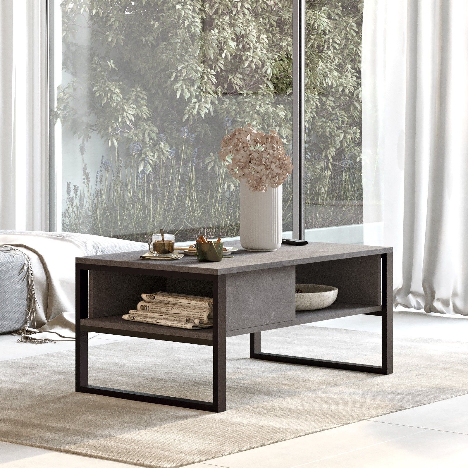 ML34 Table basse | 100 % MÉLAMINE | Argent