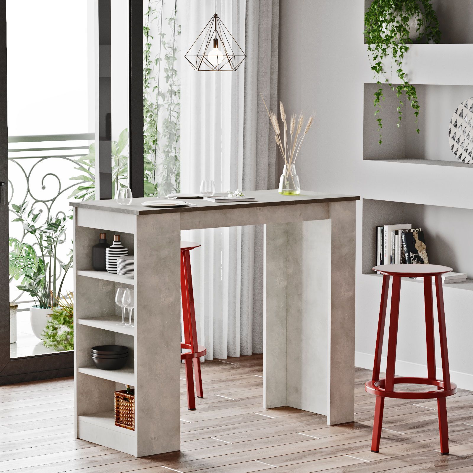 Locelso Bar Table 18mm | Gris | Mélaminé