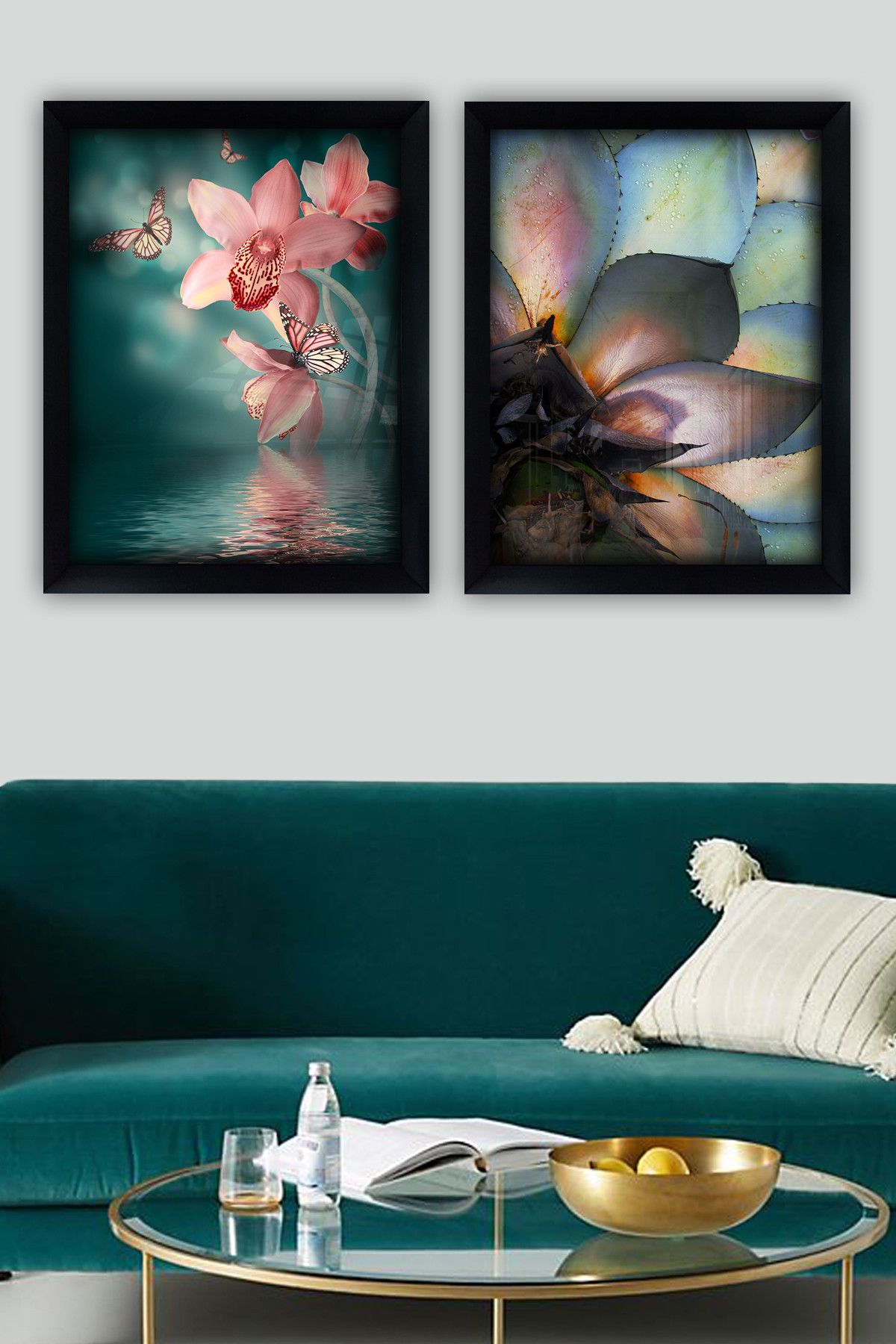 Alpanos Peinture décorative encadrée | 100% verre et cadre en bois | Impression UV | 35x45cm (2)