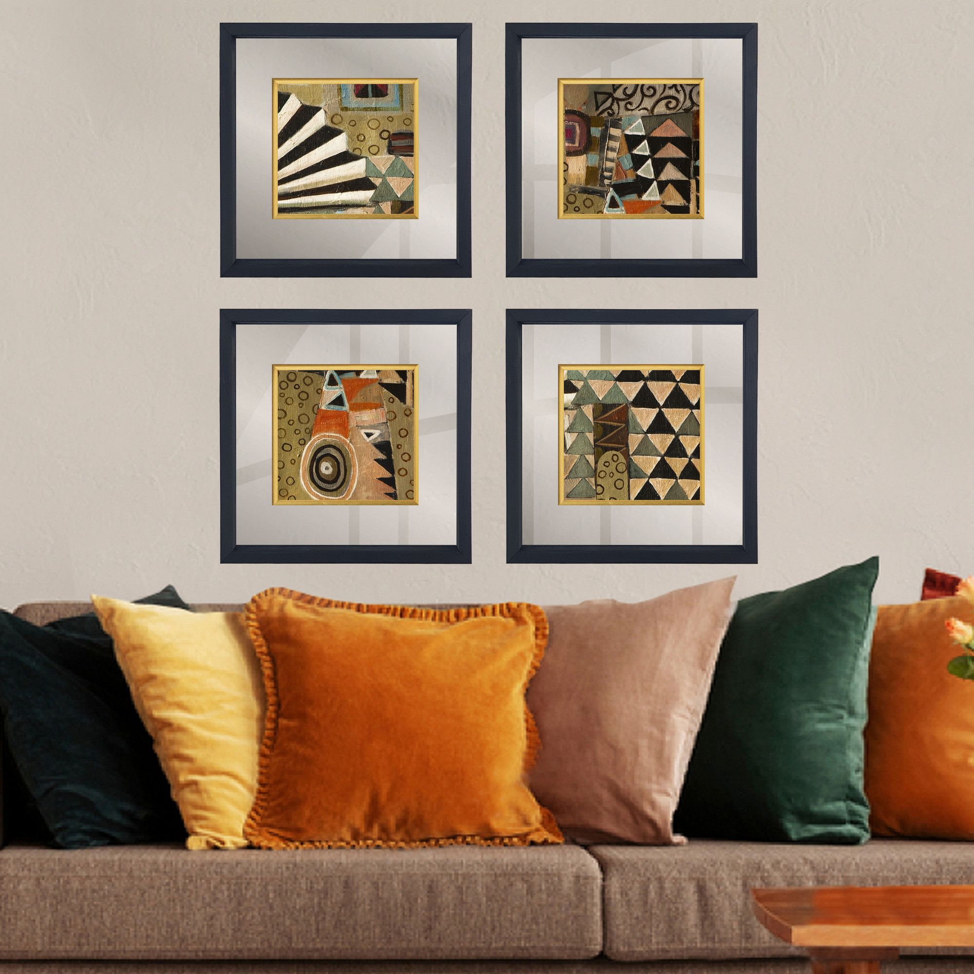 Alpanos Set de peintures décoratives encadrées - 100% verre, cadre en bois, 32x32cm, multicolore