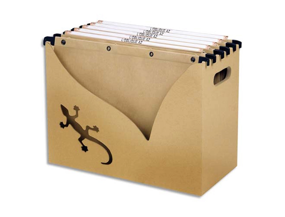 Bac de rangement oxford a dossiers suspendus 240g en kraft avec poignees de transport boite et 5 dossiers