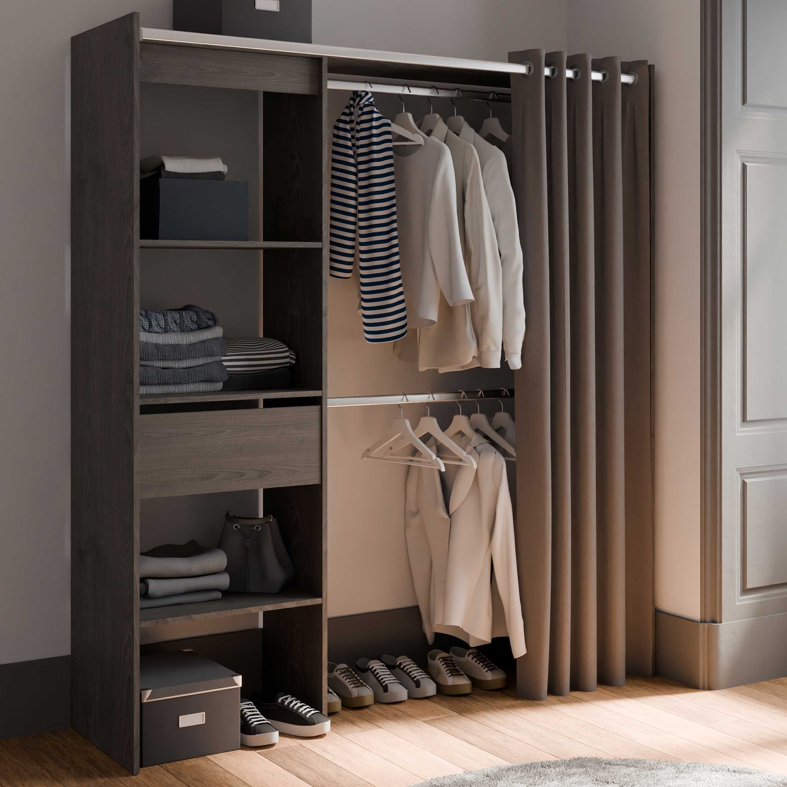 Armoire Chicago - 50x114x192 cm - Noir/chêne