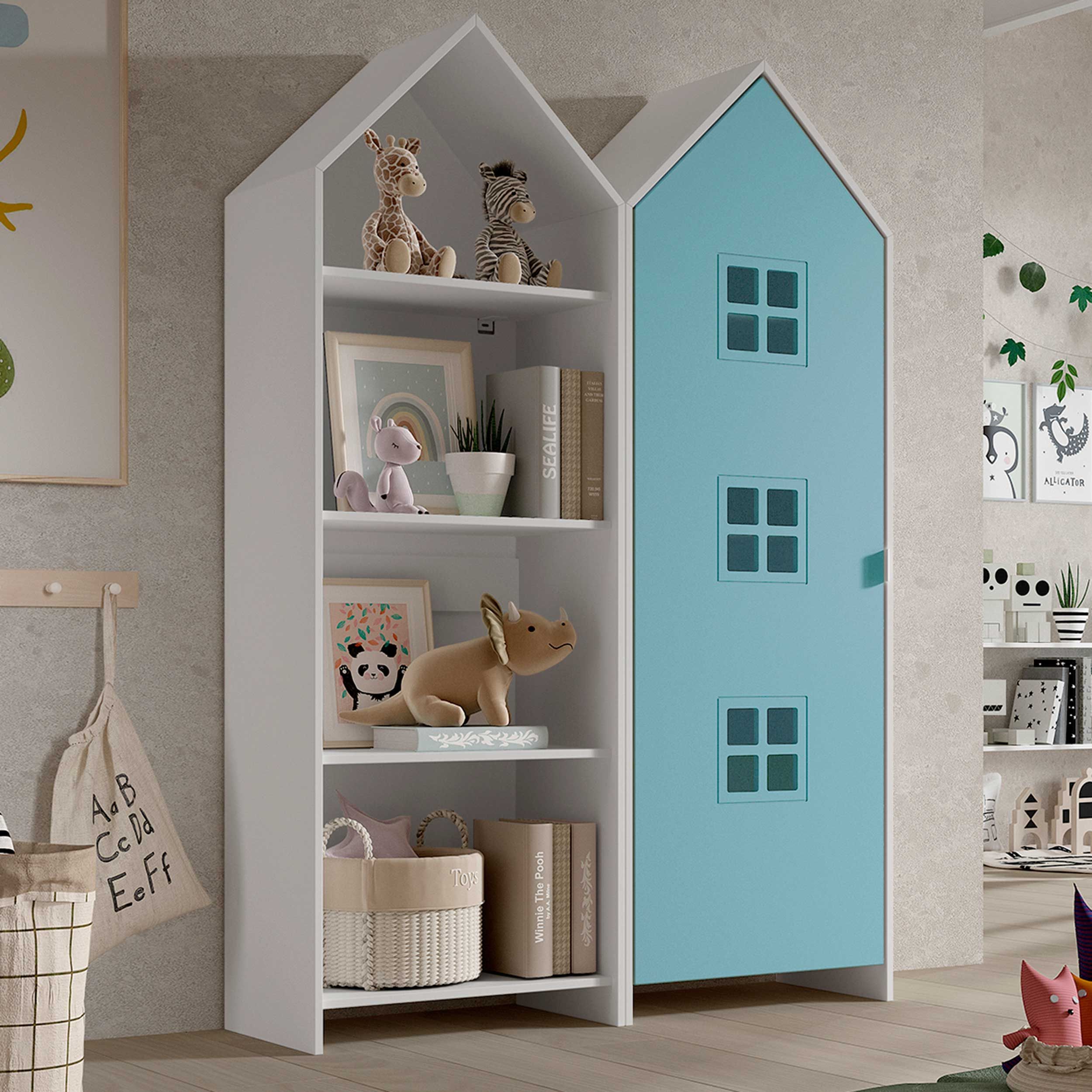 Armoire 2 pièces Casami Bruges - 115x37x172 cm - Blanc/bleu