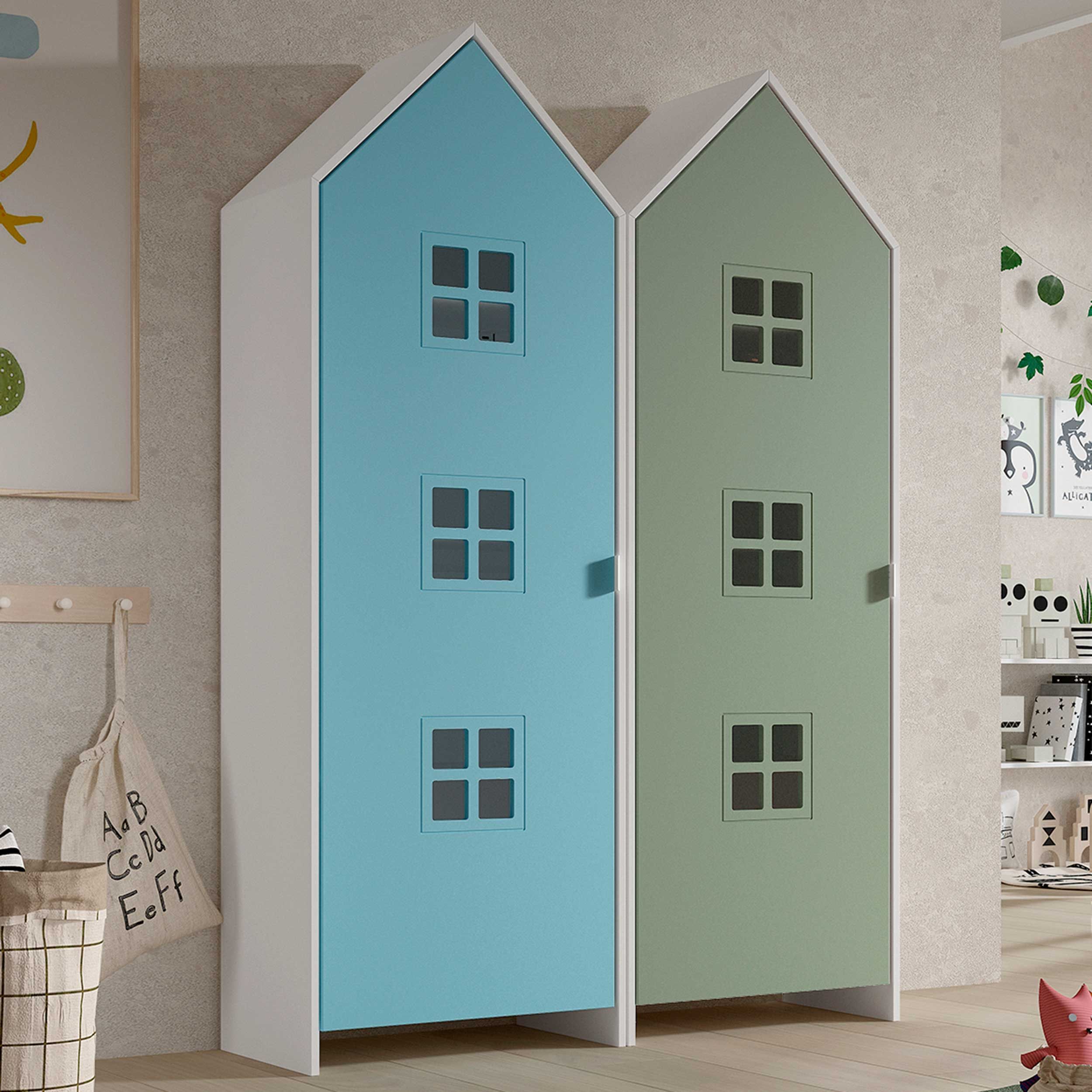 Armoire 2 pièces Casami Bruges - 115x37x172 cm - Bleu/vert