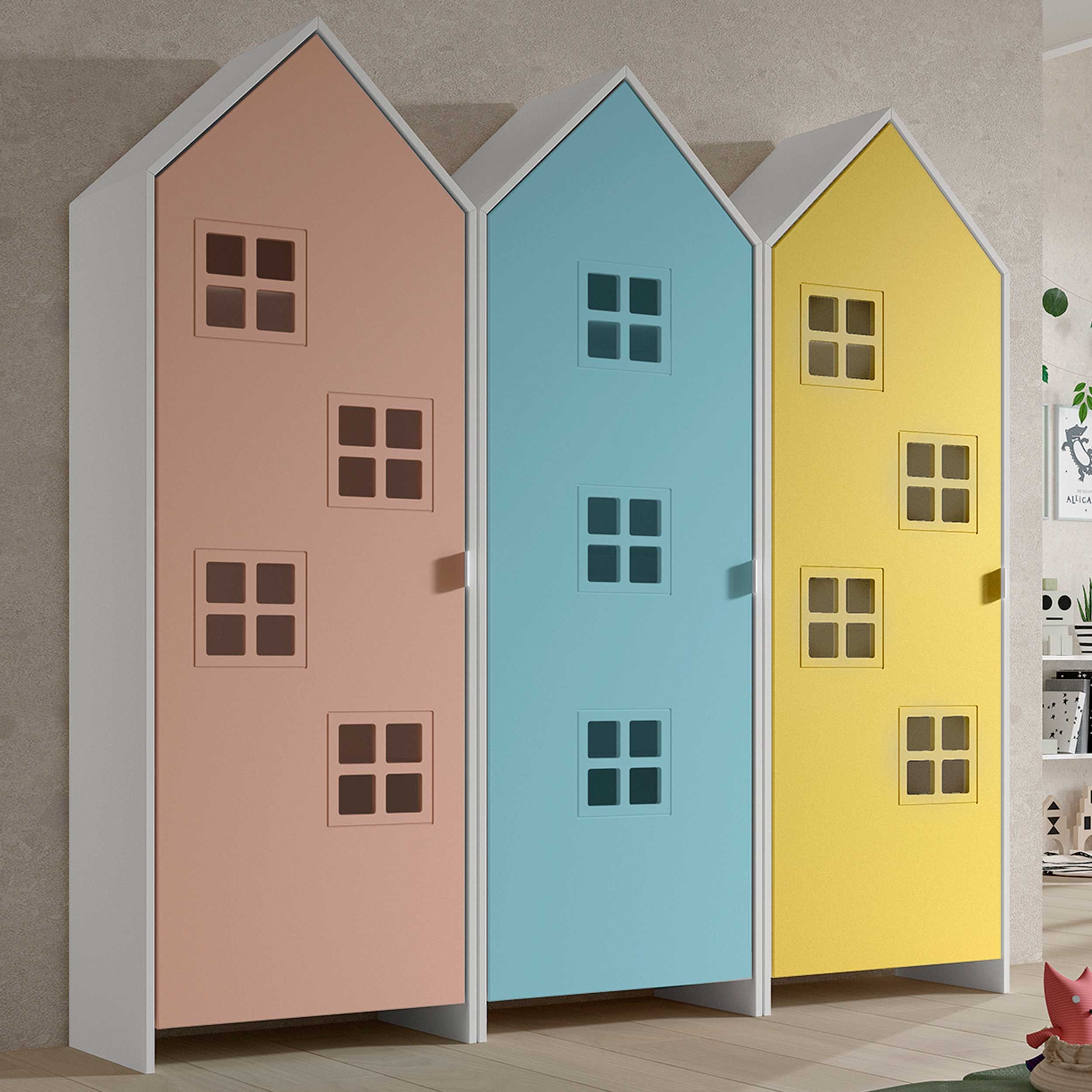 Armoire 3 pièces Casami Bruges - 173x37x172 cm - Rose/bleu/jaune