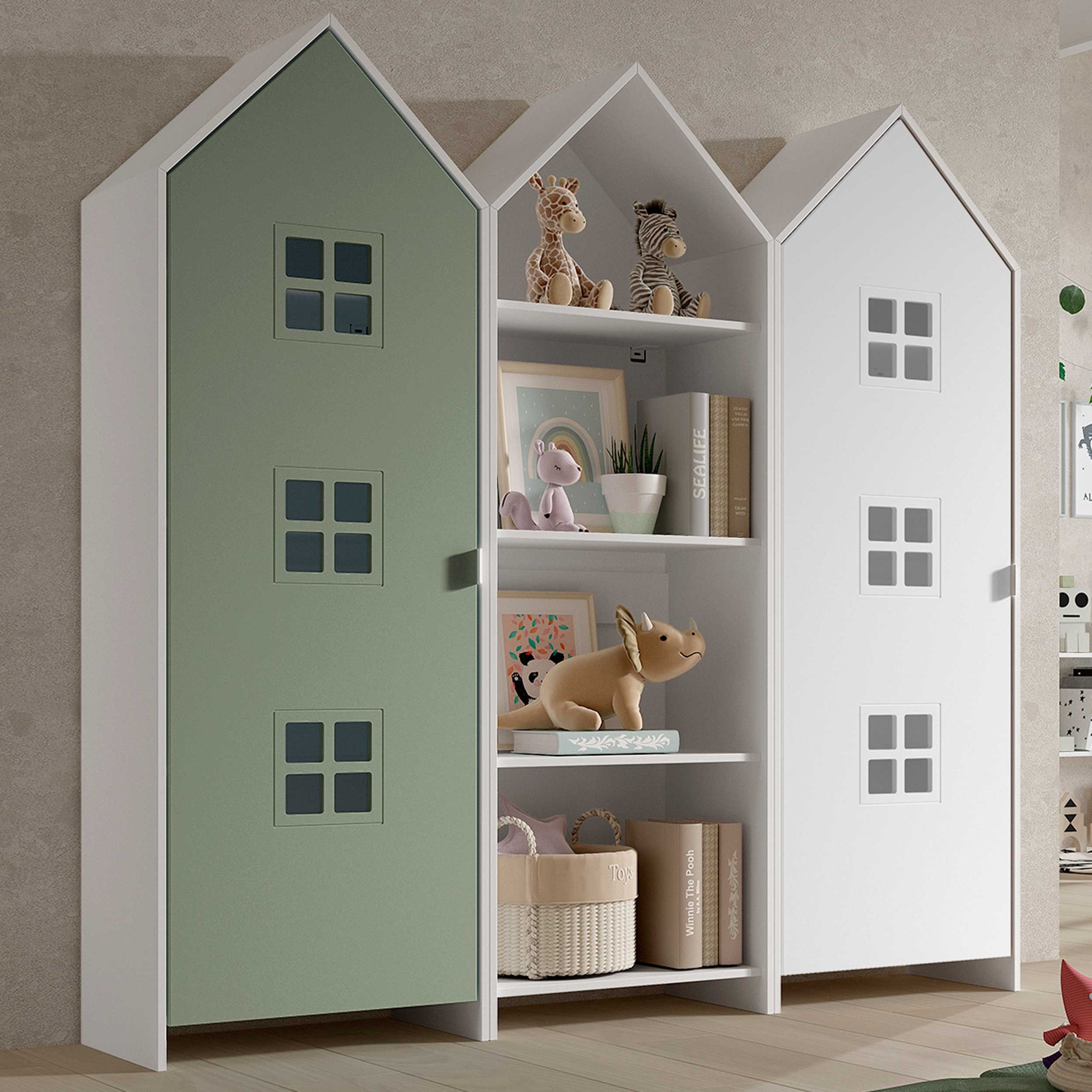 Armoire 3 pièces Casami Bruges - 173x37x172 cm - Vert/blanc