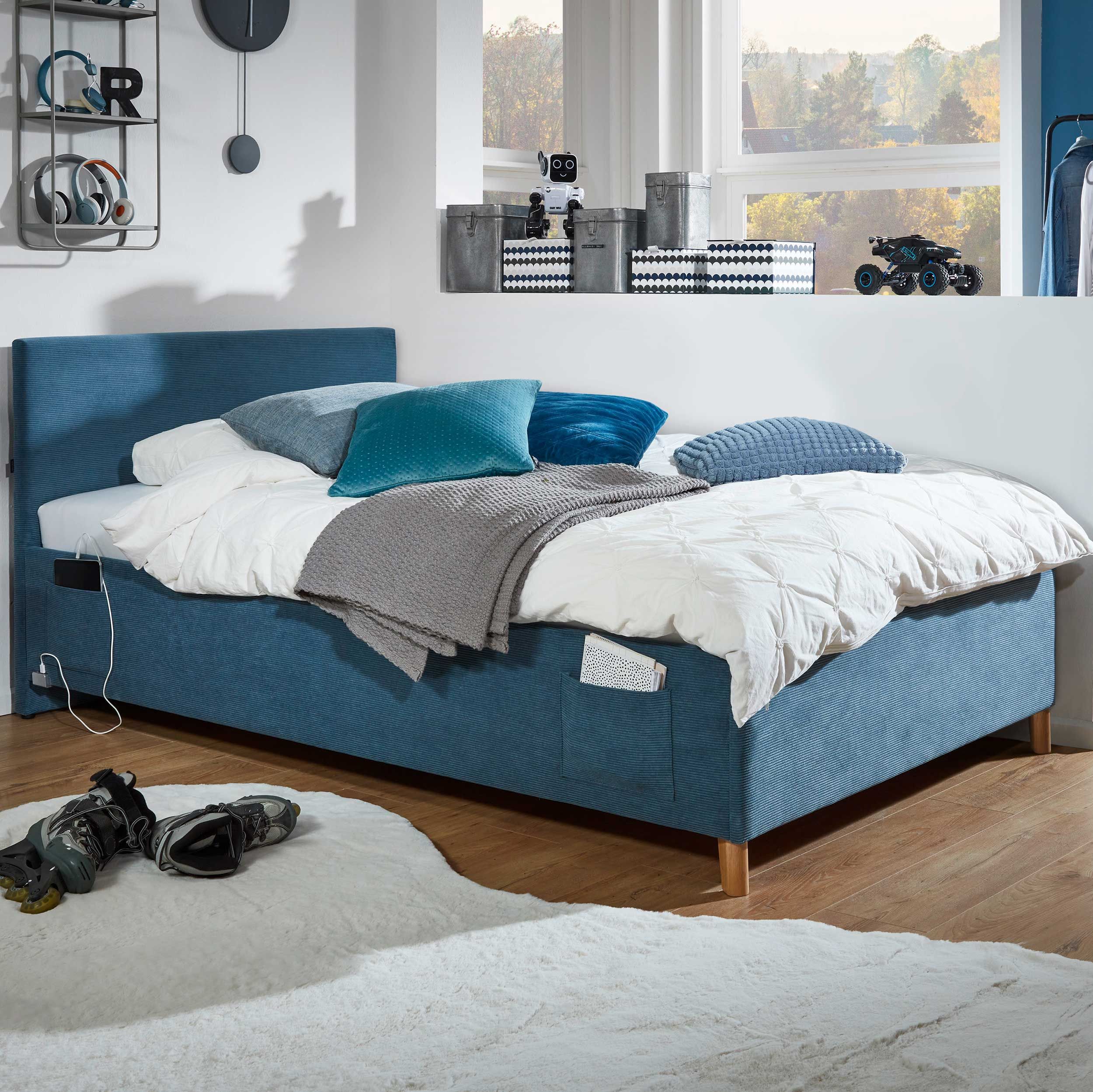 Lit coffre Cool | 120 x 200 cm | Design bleu