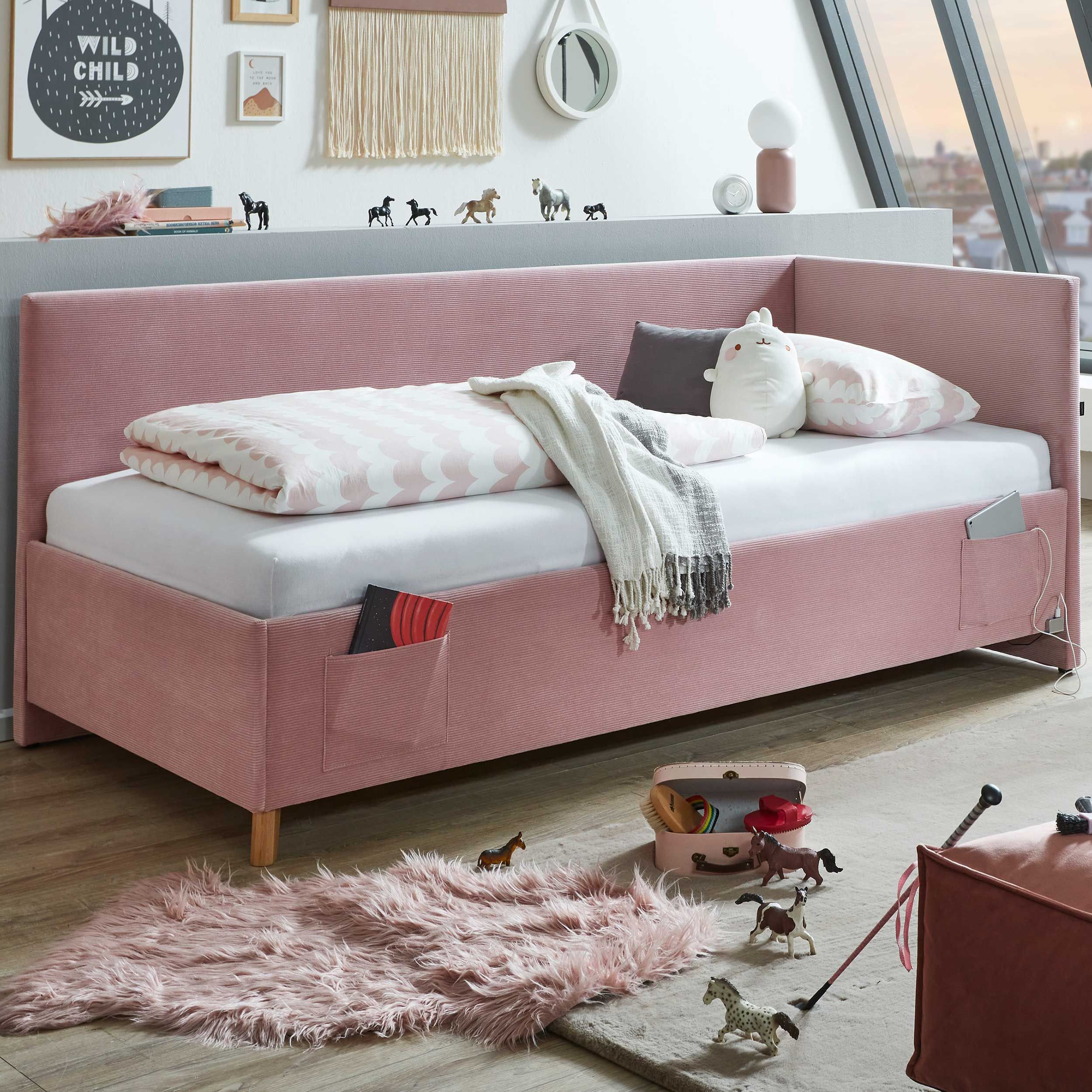Lit coffre Cool | Avec dossier | 140 x 200 cm | Design rose