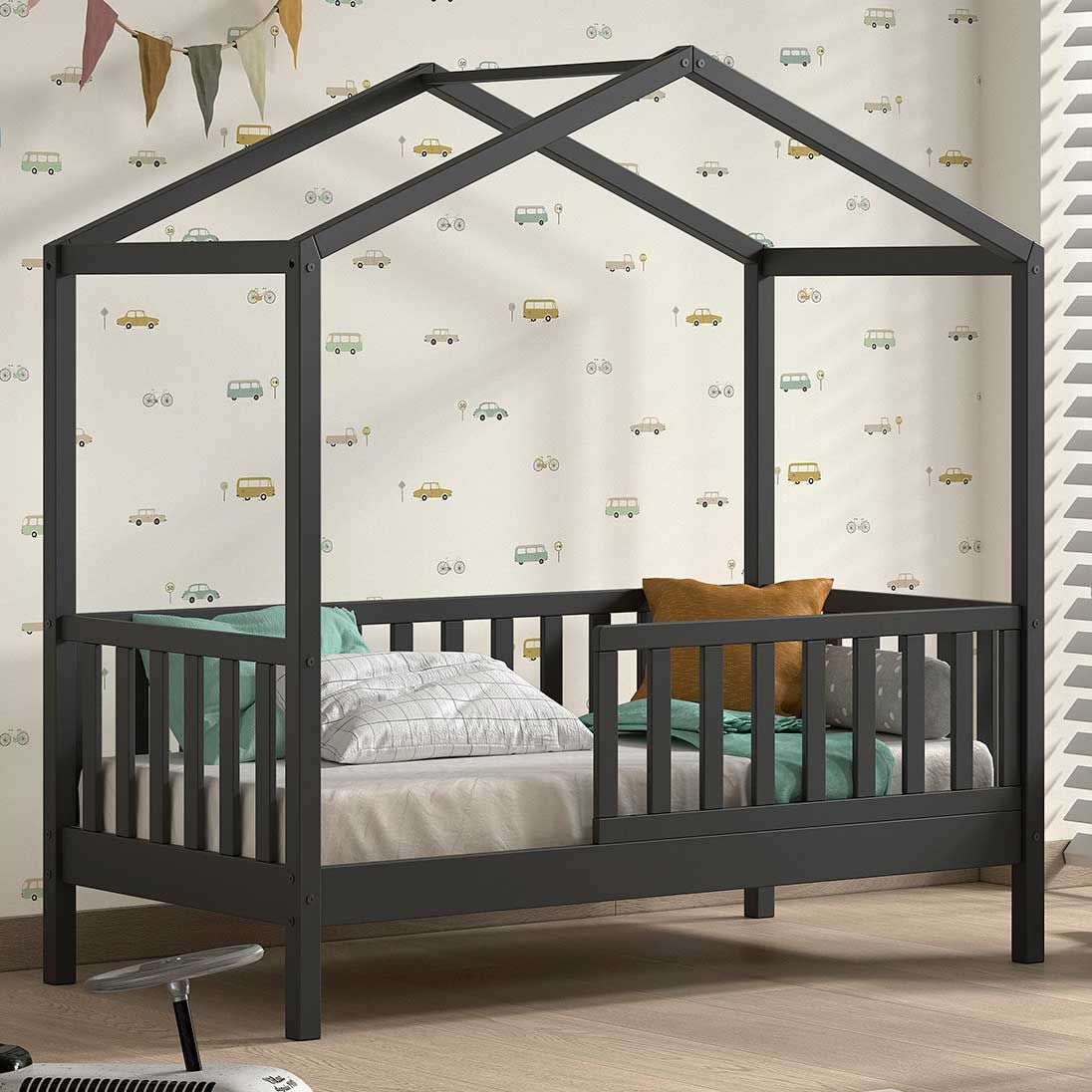 Lit enfant Dallas - 70x140 cm - Anthracite/pin massif