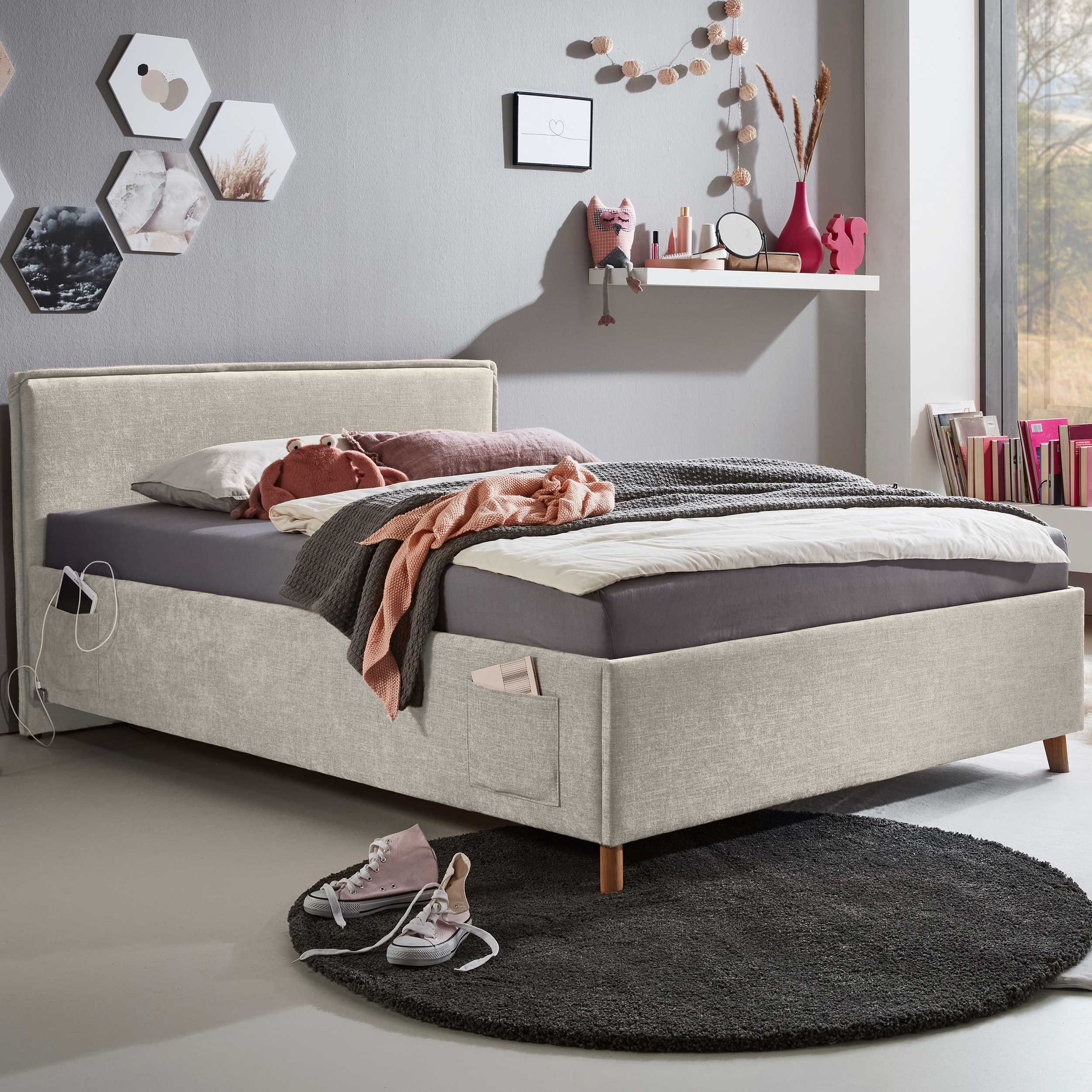 Lit coffre Ollie | 90 x 200 cm | Beige design