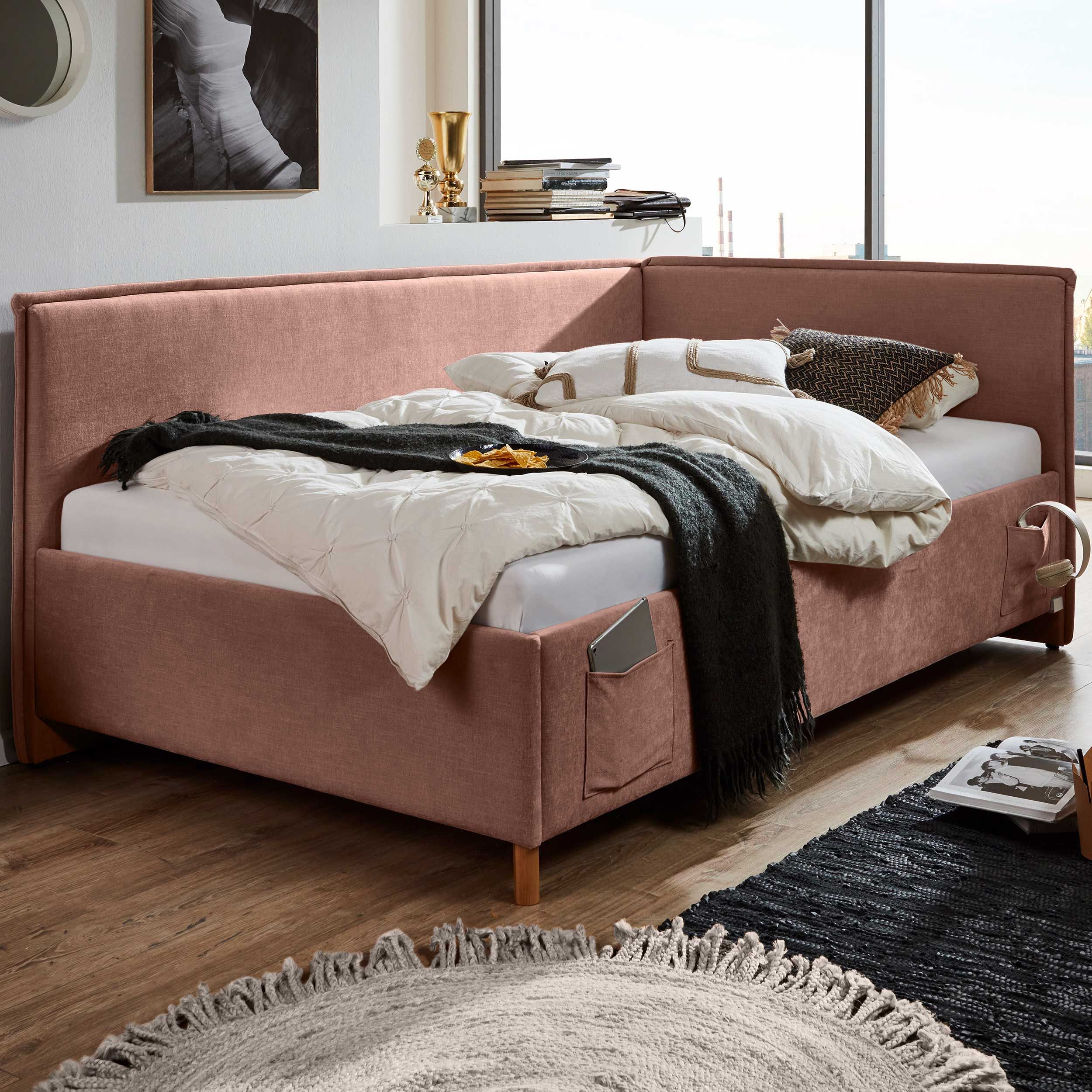 Lit coffre Ollie | Avec dossier | 140 x 200 cm | Design rose