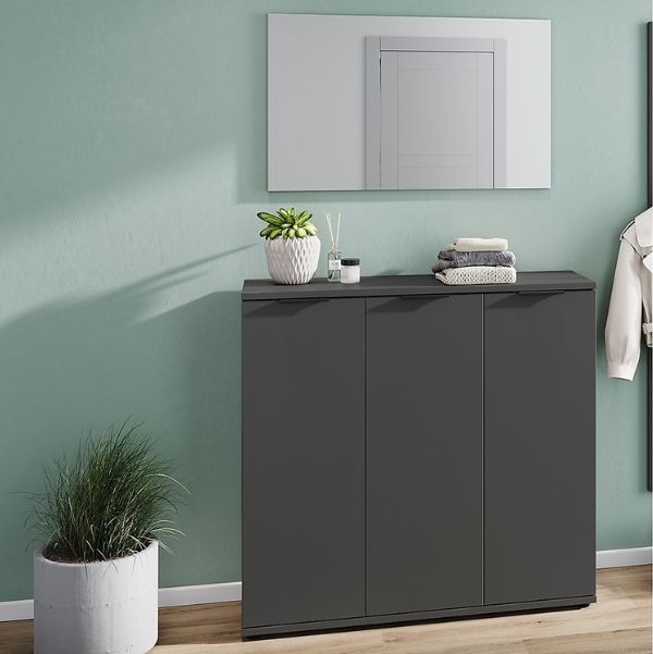Ensemble armoire Willian | Meuble à chaussures et miroir mural | Anthracite