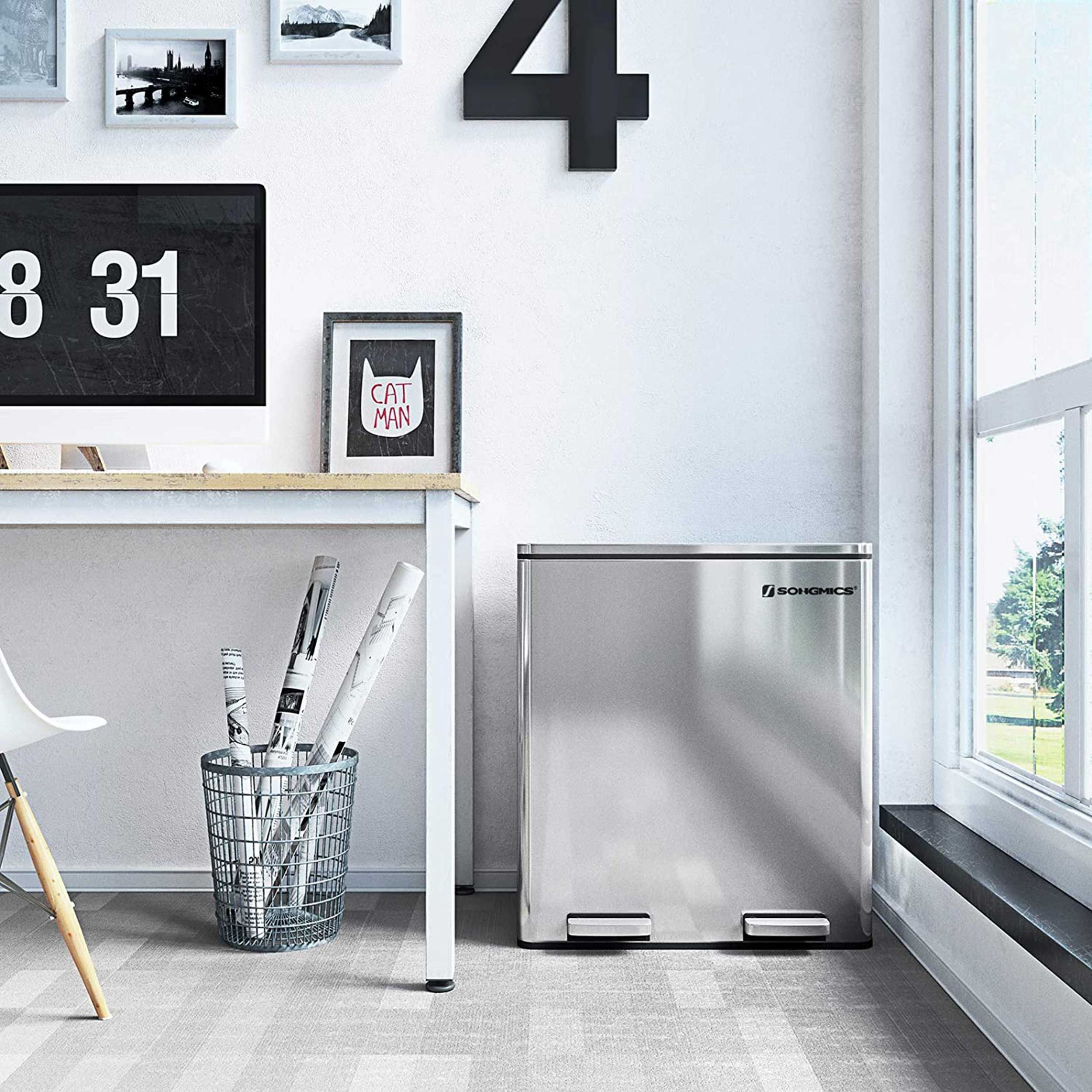 Poubelle à pédale Hannah | 58,6 x 32 x 65 cm | Couleur argentée