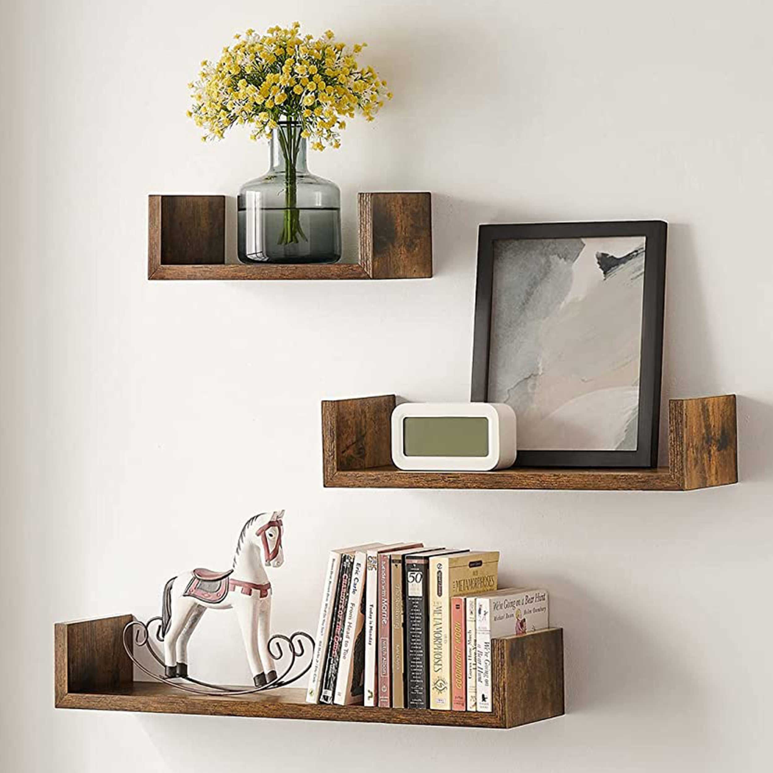 Set d'étagères murales Konan | Petite, moyenne et grande étagère murale | Marron