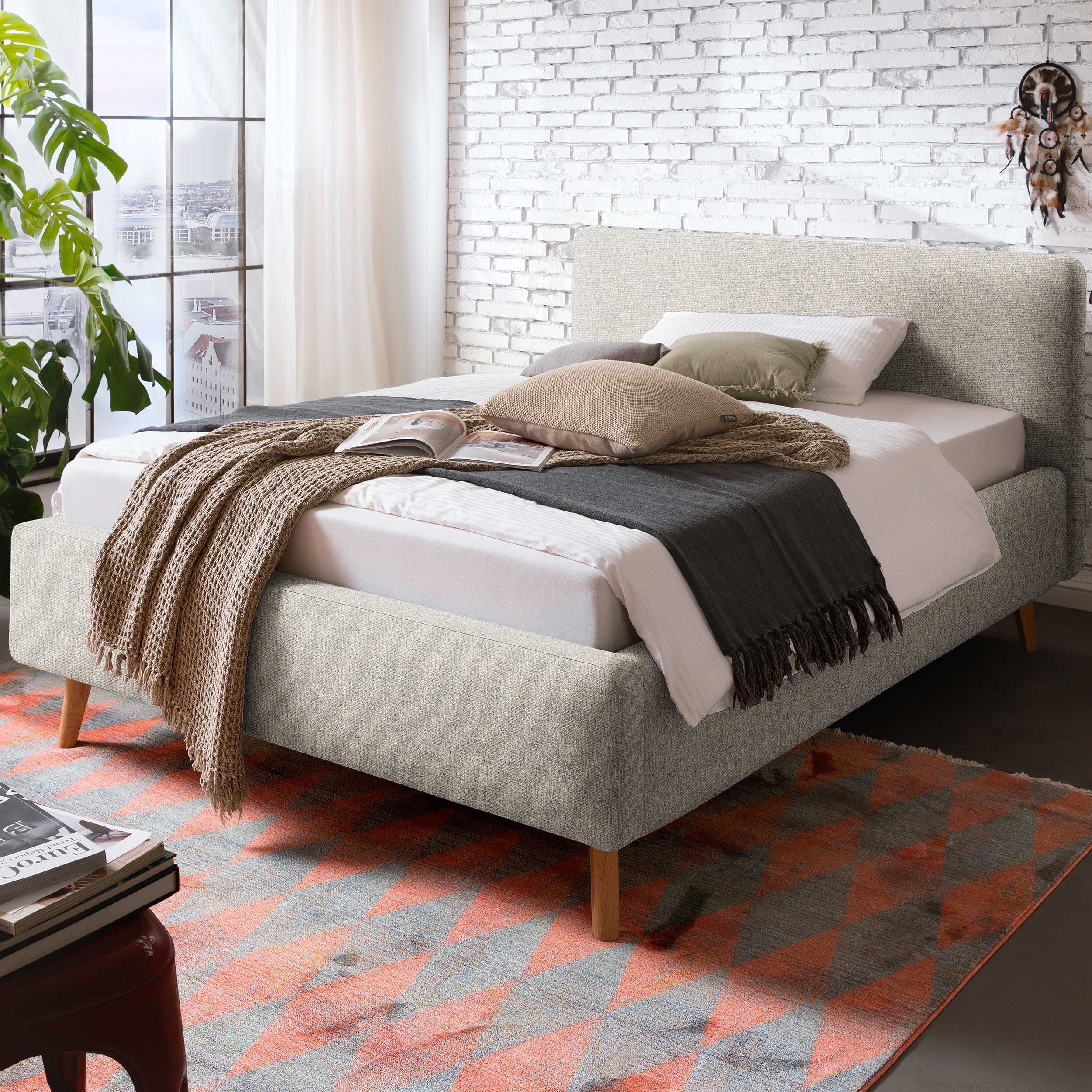 Lit coffre Nielsen | sommier à lattes inclus | 140 x 200 cm | Beige