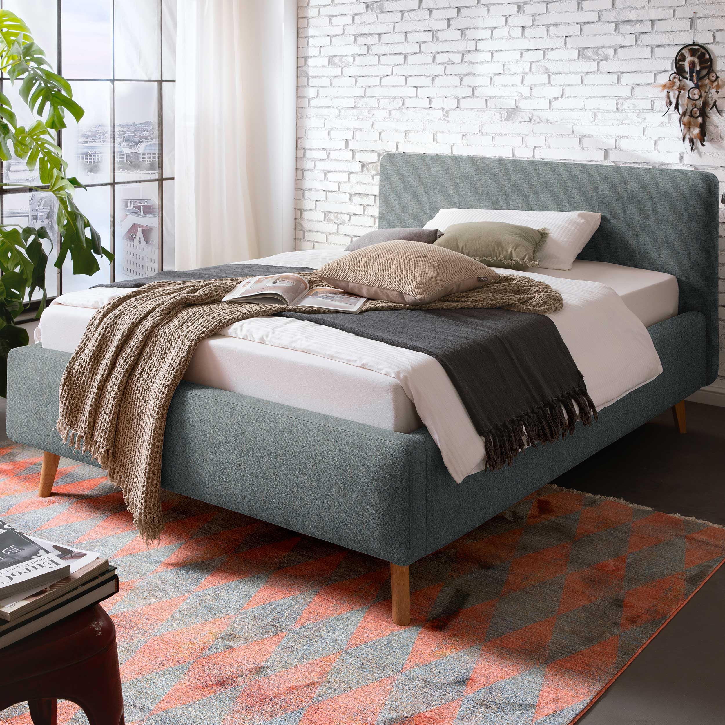 Lit coffre Nielsen | Sommier à lattes inclus | 140 x 200 cm | Turquoise