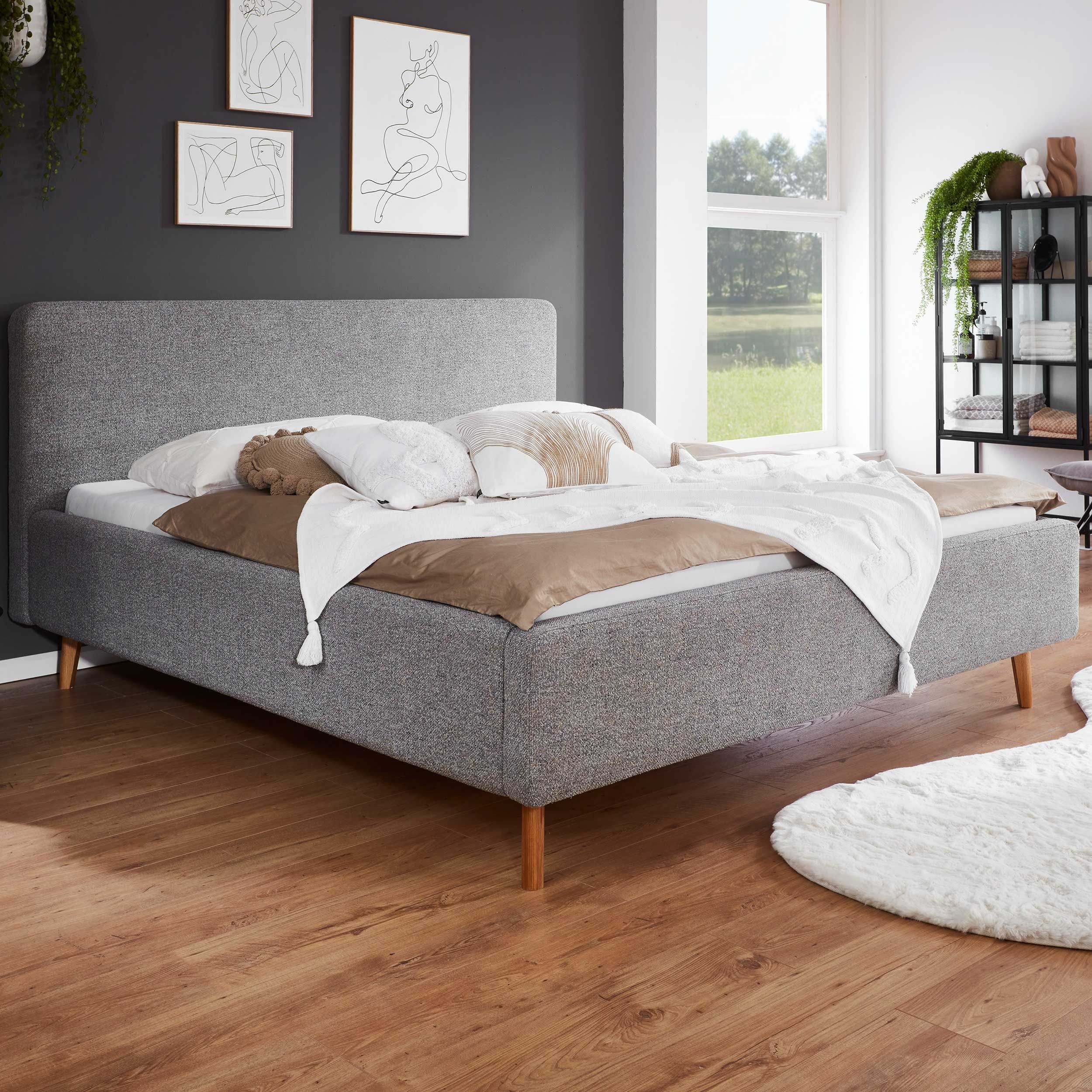 Lit coffre Nielsen | Comprend un sommier à lattes | 160 x 200 cm | Gris