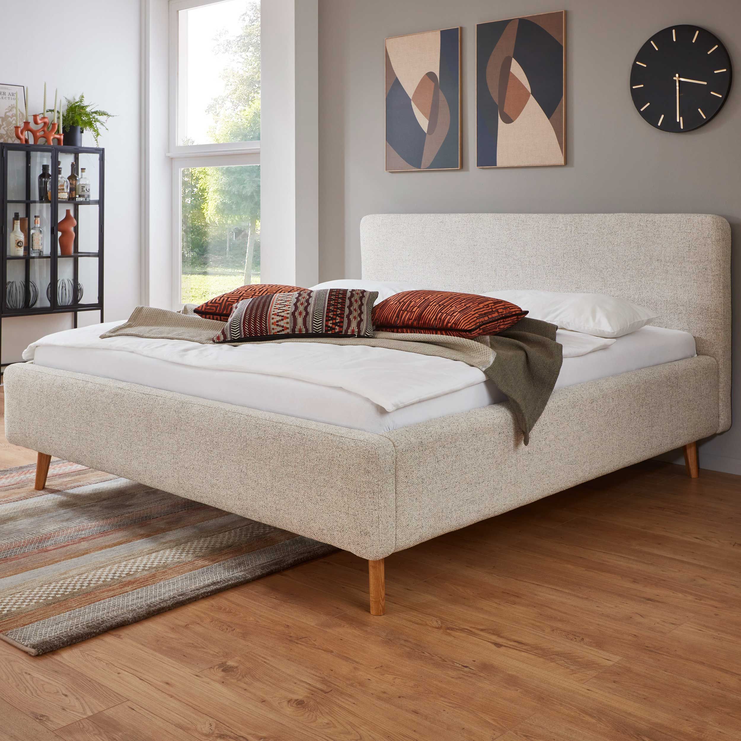 Lit coffre Nielsen | Comprend un sommier à lattes | 160 x 200 cm | Beige