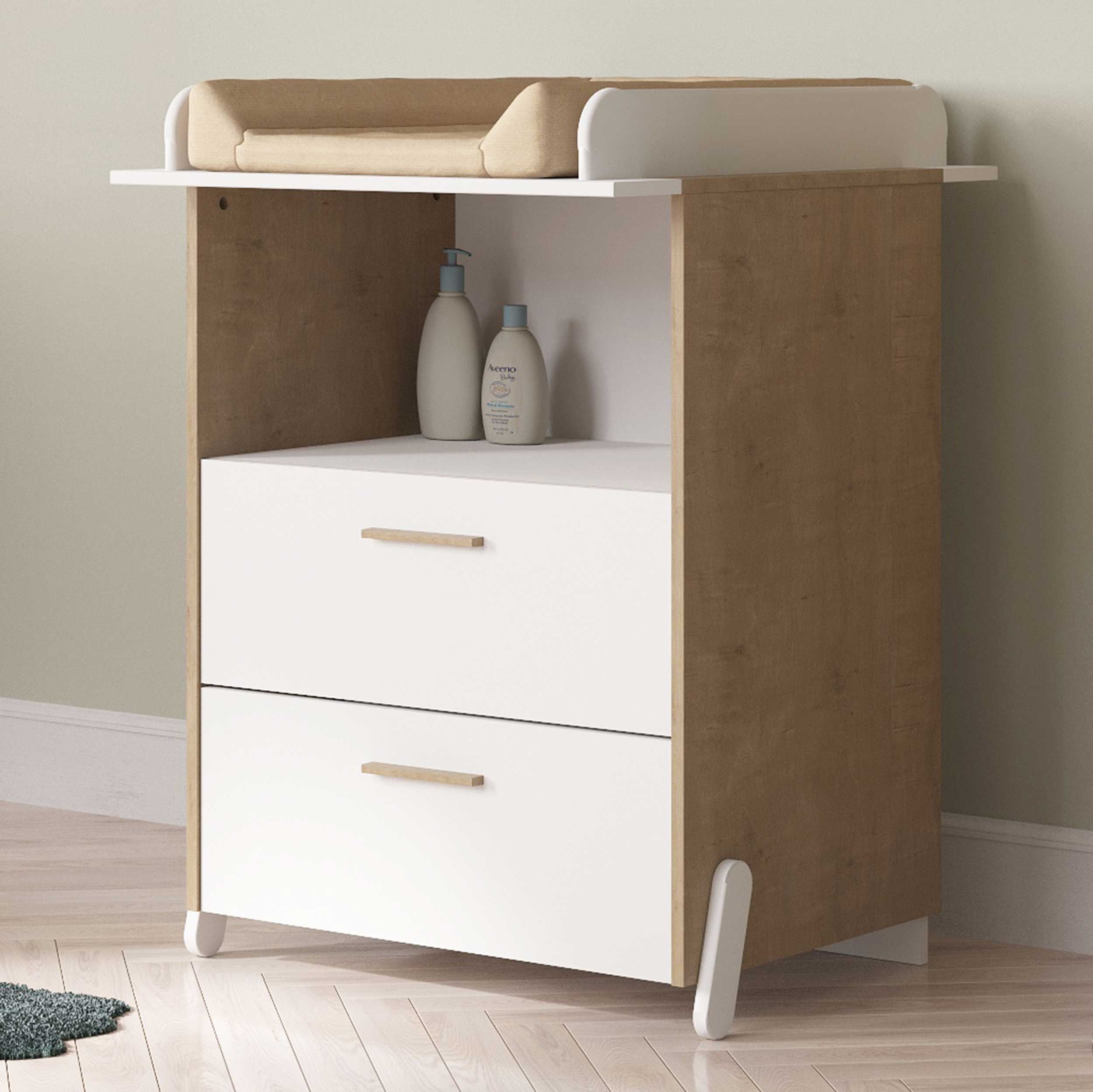 Table à langer Naili | 73,4 x 69,4 x 97,3 cm | Marron-blanc