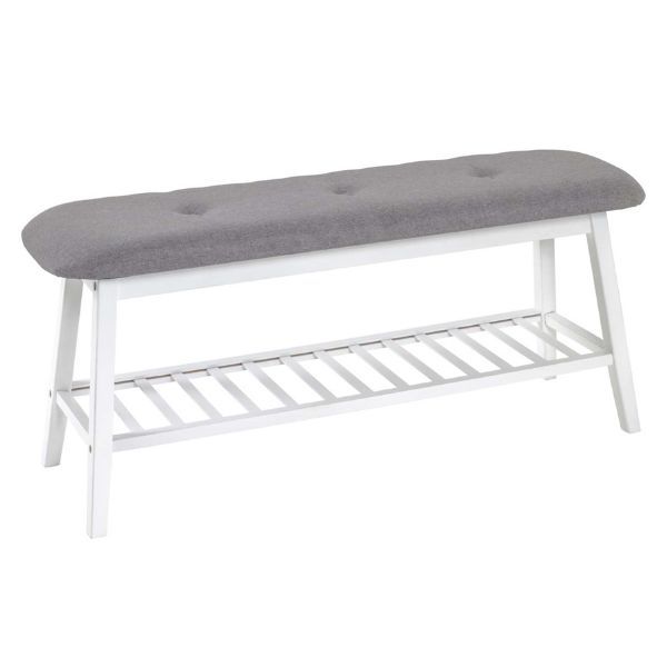 Banc avec support de rangement | 100 x 30 x 44 cm | Blanc