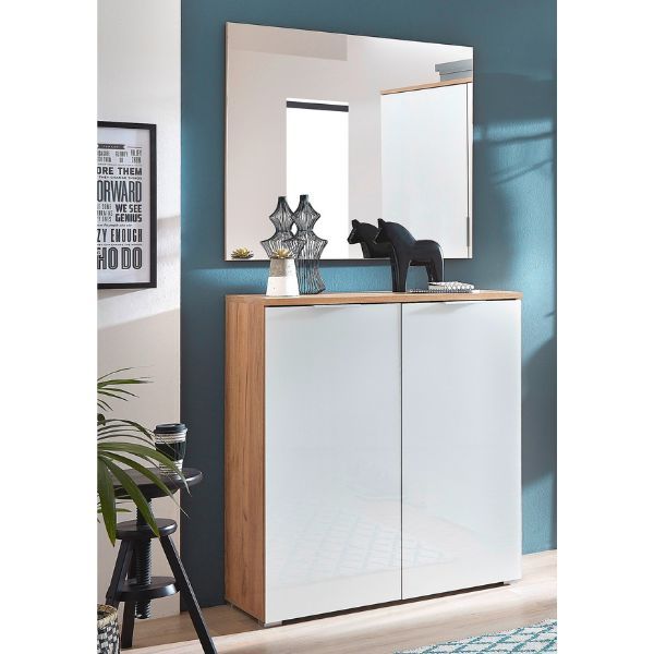 Ensemble armoire Tille | Meuble à chaussures et miroir mural | Chêne Navarre