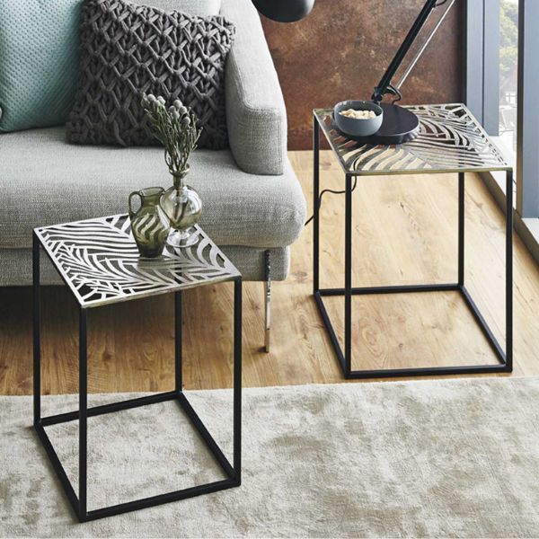 Ensemble de tables d'appoint | 35 x 35 x 45 cm | Design feuille noire