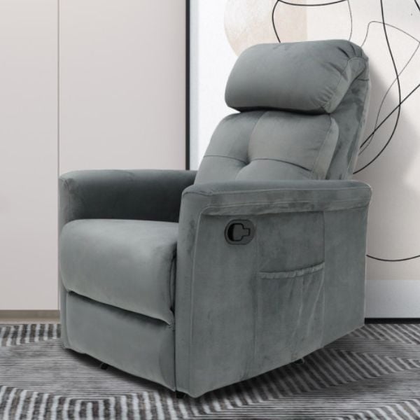 Fauteuil de relaxation gris éléphant réglable - Pieds en métal, rembourrage en PU - Max. 110 kg | H 105 x L 78 x P 86 cm