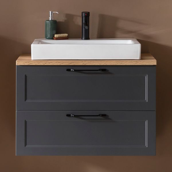 Meran meuble lavabo | 80 x 47 x 65 cm | Chêne gris